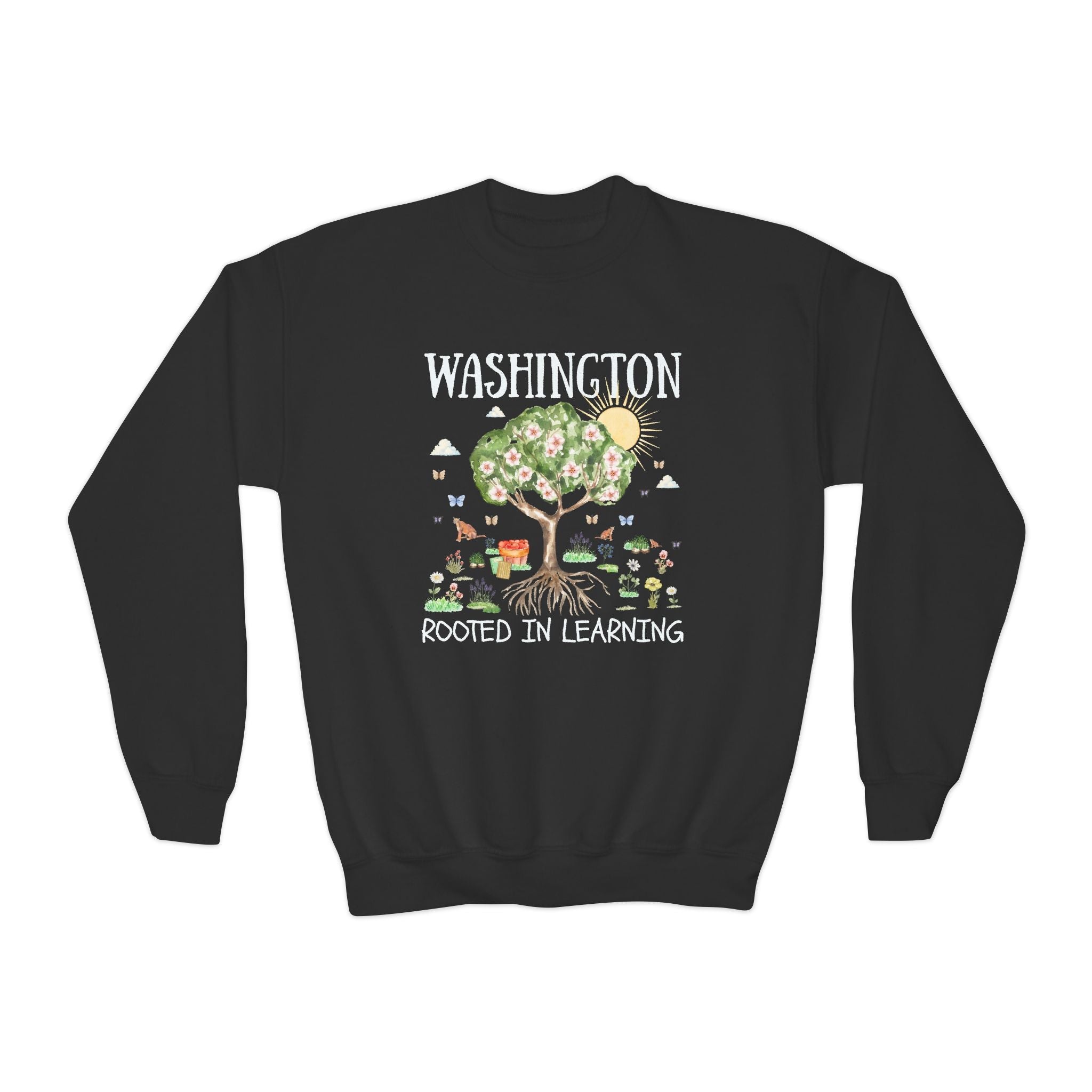 Washington Elementary School Kids Sweatshirt: Rooted in Learning | FPS + Opal and June Kids Sweatshirt, Fayetteville Public Schools - Opal and June