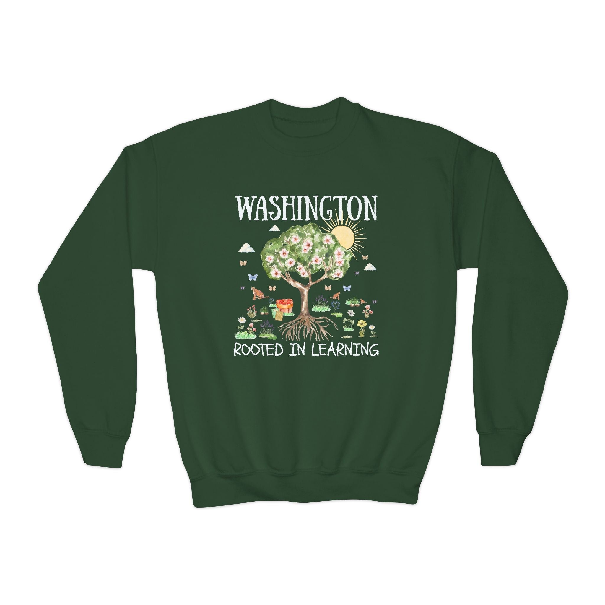 Washington Elementary School Kids Sweatshirt: Rooted in Learning | FPS + Opal and June Kids Sweatshirt, Fayetteville Public Schools - Opal and June