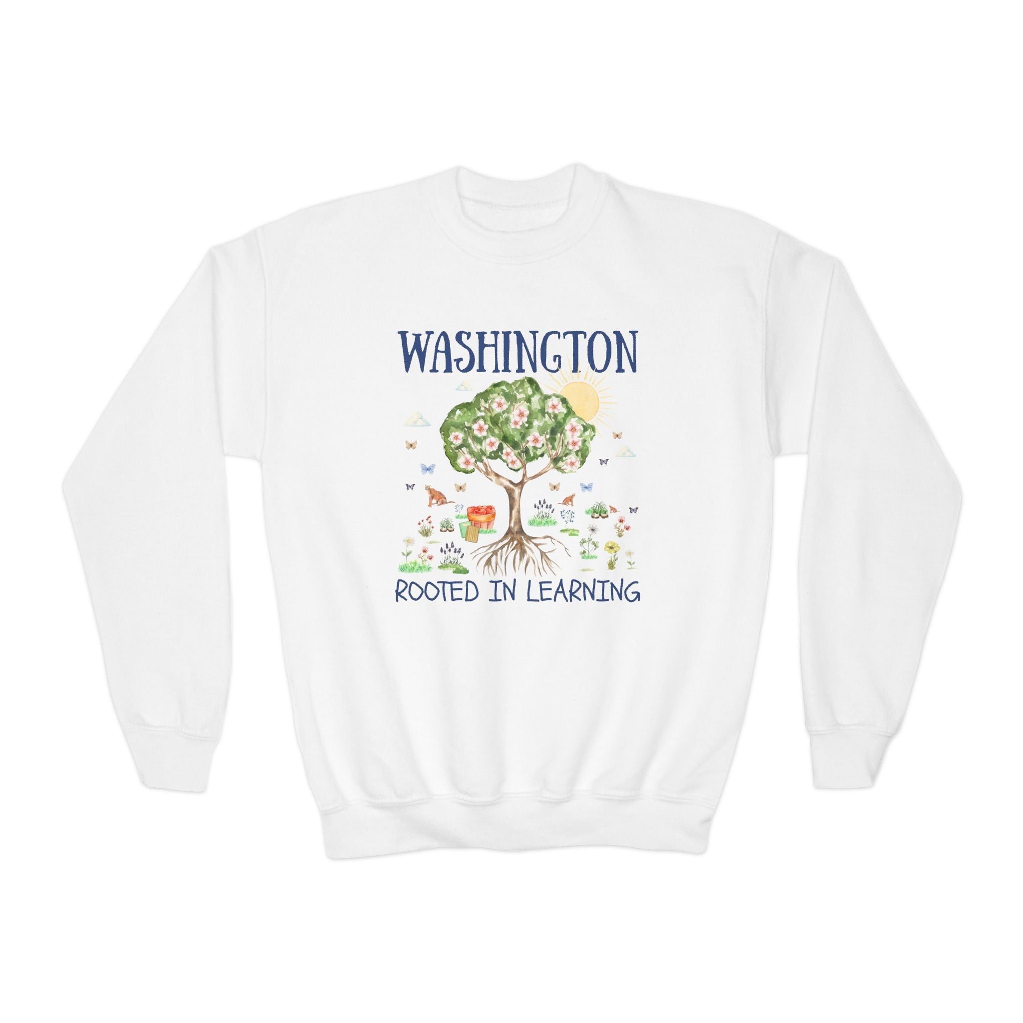 Washington Elementary School Kids Sweatshirt: Rooted in Learning | FPS + Opal and June Kids Sweatshirt, Fayetteville Public Schools - Opal and June