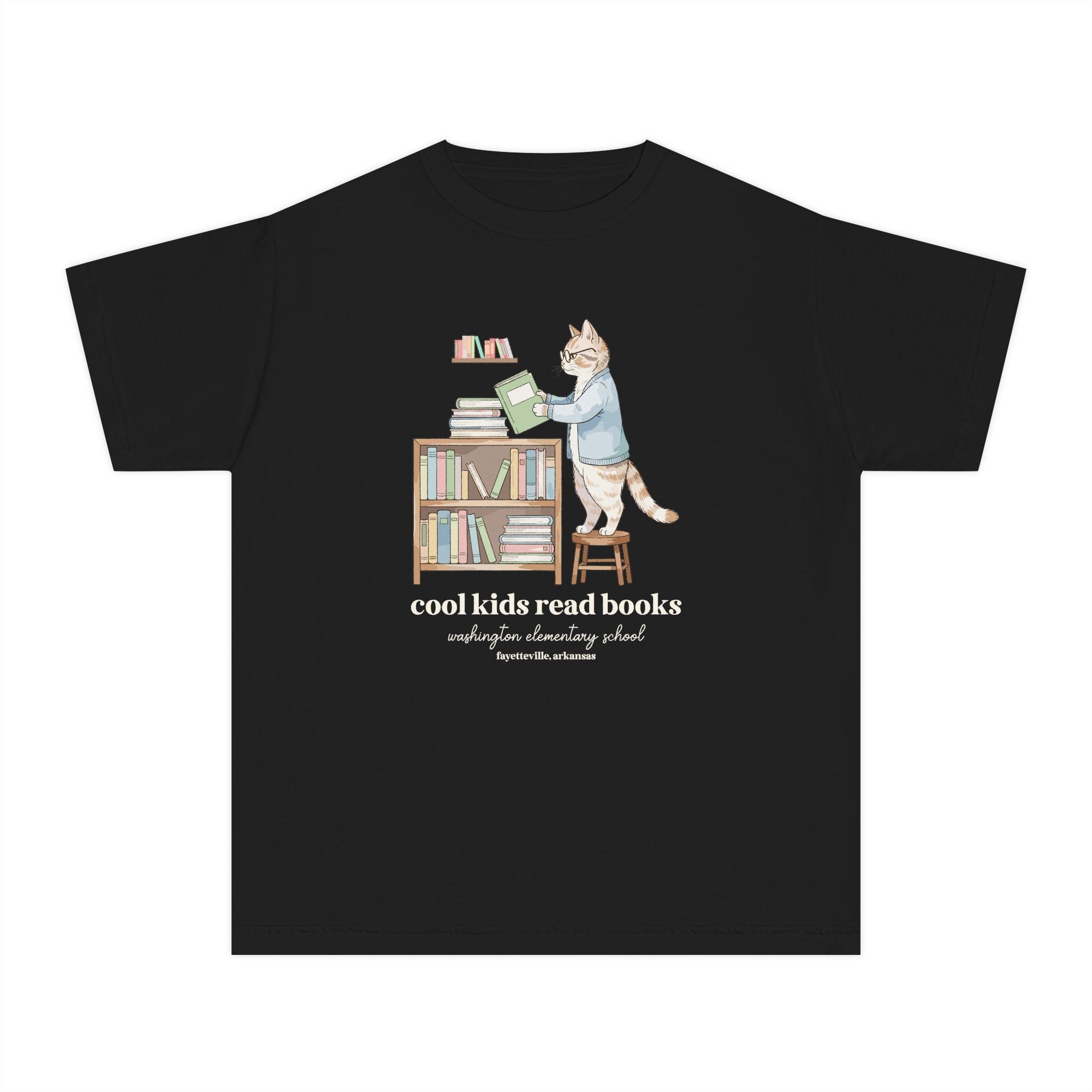 Washington Elementary School Kids Tee Shirt: Cool Kids Read Books | FPS + Opal and June Kids Tee Shirt, Fayetteville Public Schools - Opal and June