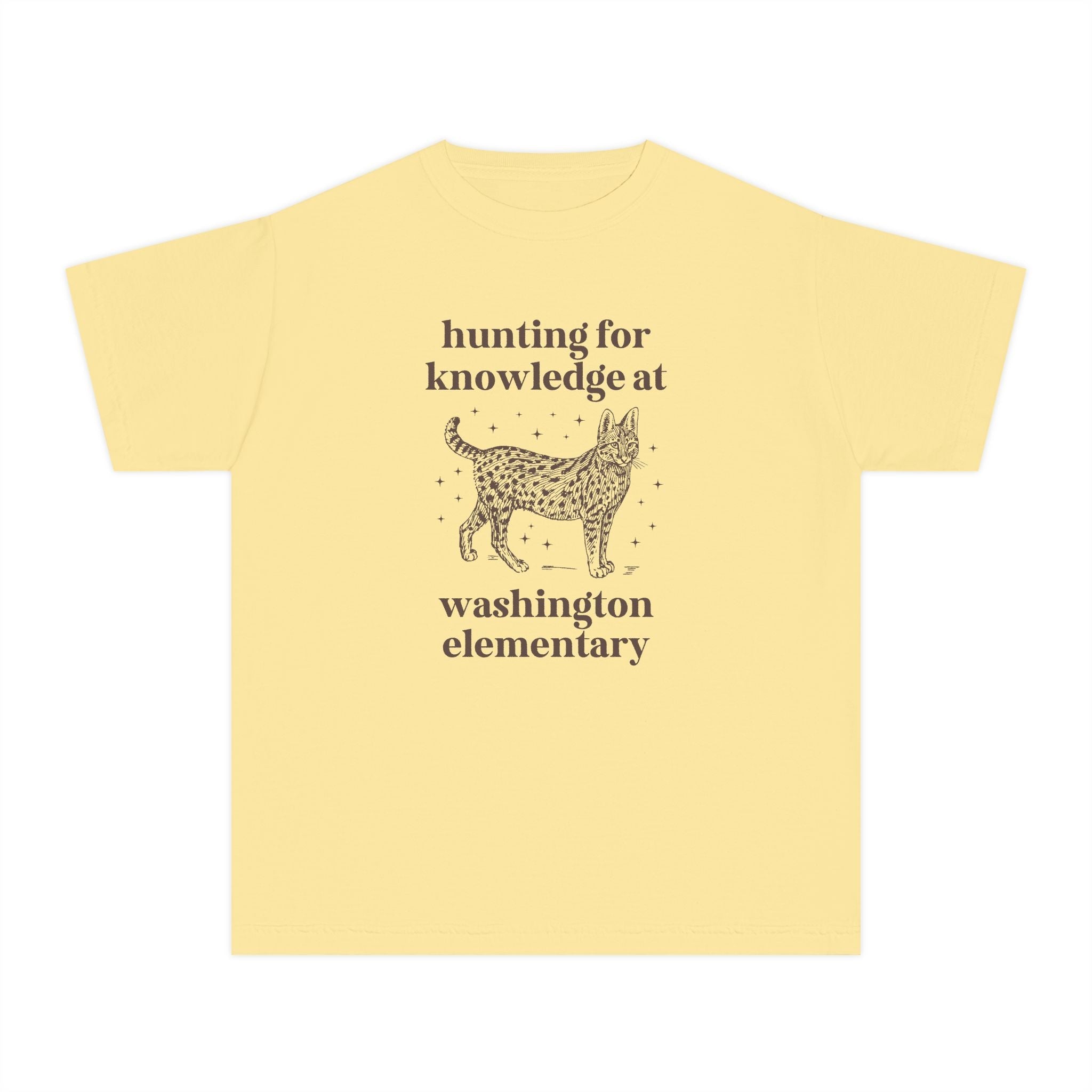 Washington Elementary School Kids Tee Shirt: Hunting for Knowledge | FPS + Opal and June Kids Tee Shirt, Fayetteville Public Schools - Opal and June