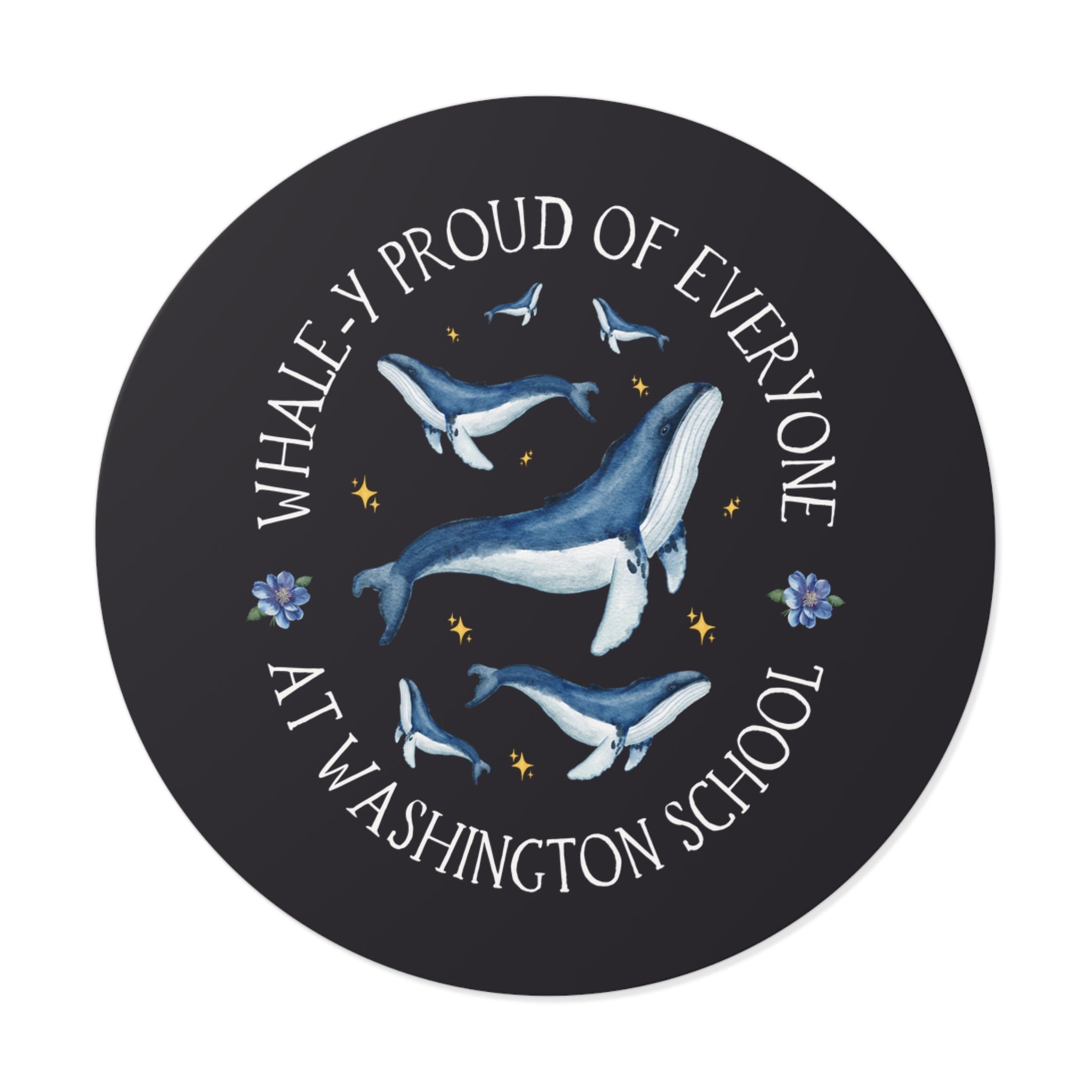 Washington Elementary School Sticker: Whale - y Proud | FPS + Opal and June Sticker, Fayetteville Public Schools - Opal and June