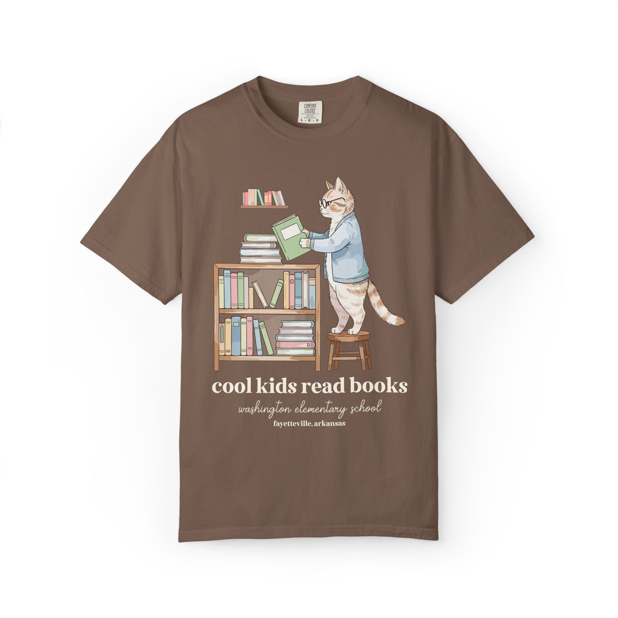 Washington Elementary School Tee Shirt: Cool Kids Read Books | FPS + Opal and June Tee Shirt, Fayetteville Public Schools - Opal and June