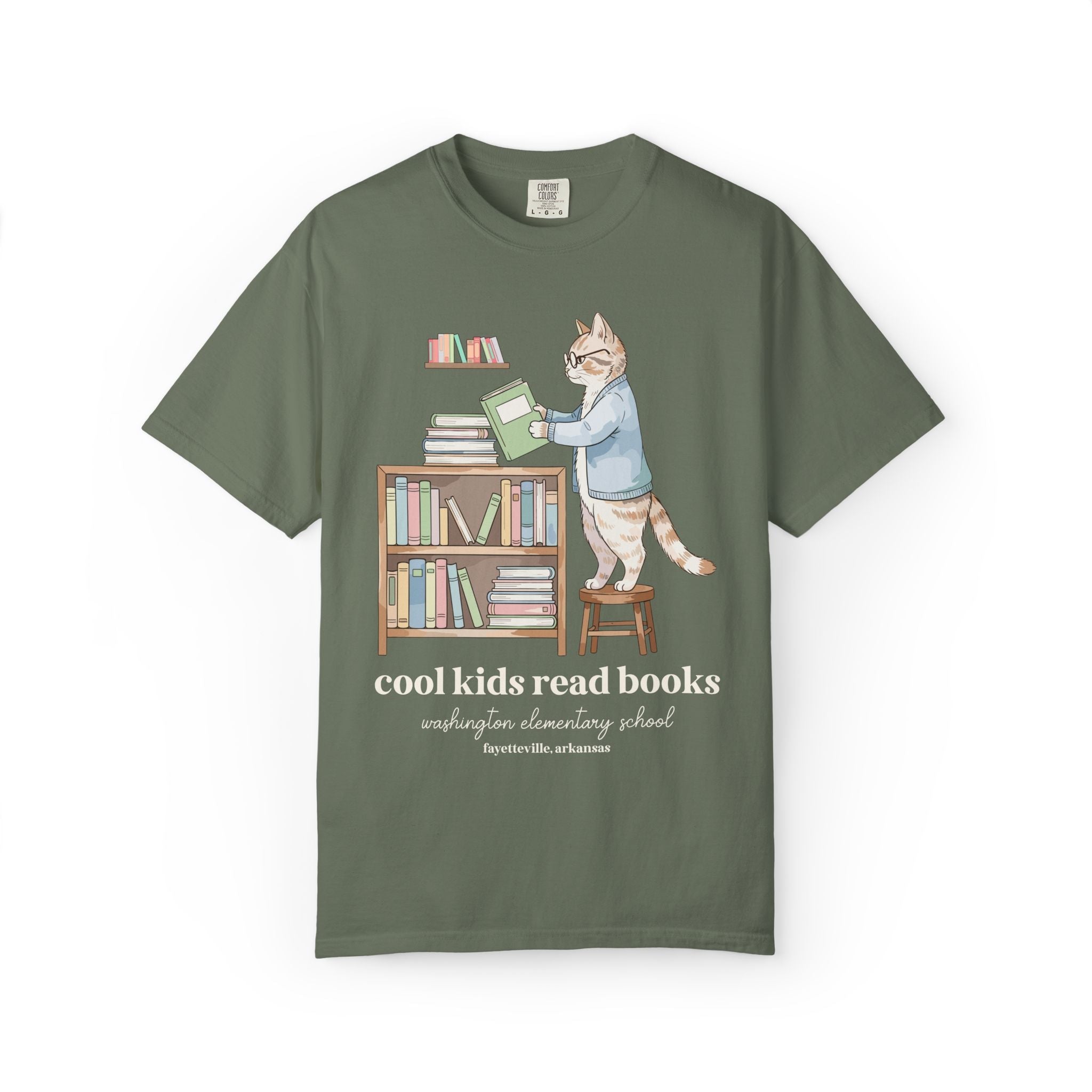 Washington Elementary School Tee Shirt: Cool Kids Read Books | FPS + Opal and June Tee Shirt, Fayetteville Public Schools - Opal and June