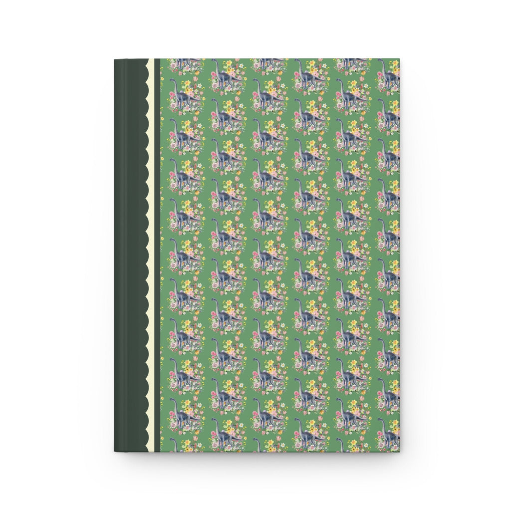 Watercolor Dinosaur Notebook of Brachiosaurus, Botanical Bouquet: Cottagecore Floral Dinosaur Journal with Lined Pages, Dinosaur Lover Gift - Opal and June