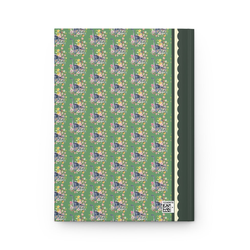 Watercolor Dinosaur Notebook of Brachiosaurus, Botanical Bouquet: Cottagecore Floral Dinosaur Journal with Lined Pages, Dinosaur Lover Gift - Opal and June