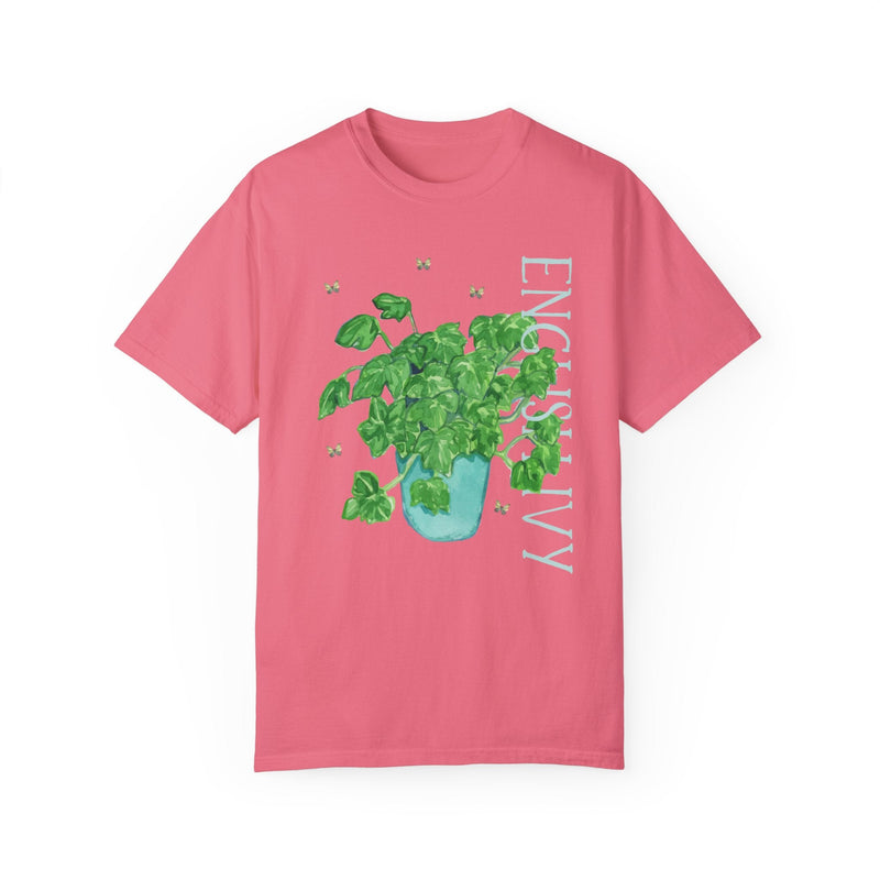 Watercolor Plant Tee with Butterflies in Comfort Colors®: English Ivy | Gift for Mom Who Loves Plants, Kitschy Plant Tee in Bright Colors - Opal and June