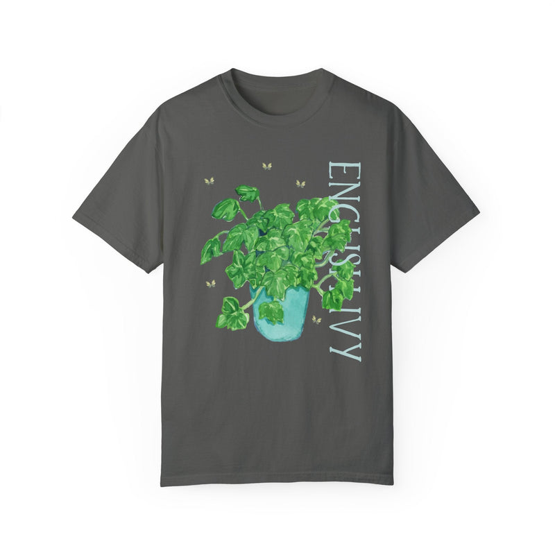 Watercolor Plant Tee with Butterflies in Comfort Colors®: English Ivy | Gift for Mom Who Loves Plants, Kitschy Plant Tee in Bright Colors - Opal and June