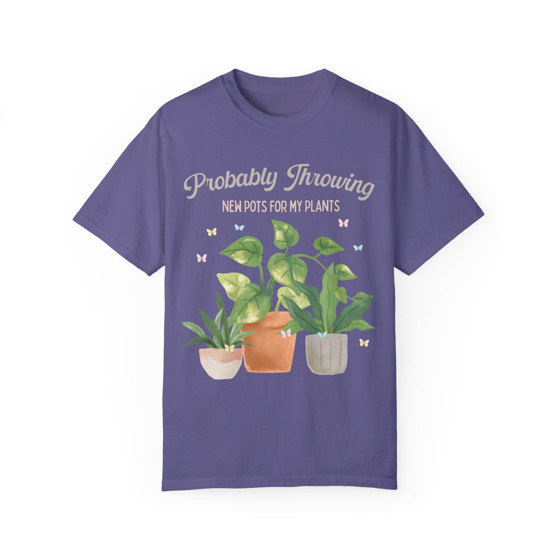 Watercolor Pottery Tee Shirt for Potter: Probably Throwing New Pots for My Plants | Funny Pottery TShirt for Ceramic Artist or Pottery Lover - Opal and June