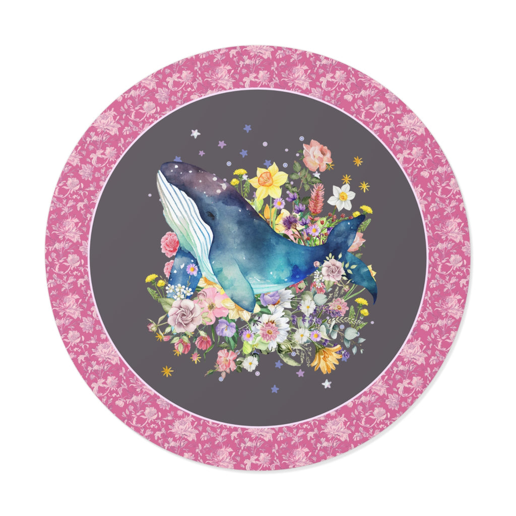 Watercolor Whale Sticker of Whale in Botanical Bouquet: Cottagecore Floral Whale Sticker, Small Birthday Gift for Whale Lover with Stars - Opal and June