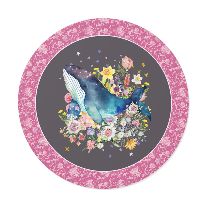 Watercolor Whale Sticker of Whale in Botanical Bouquet: Cottagecore Floral Whale Sticker, Small Birthday Gift for Whale Lover with Stars - Opal and June
