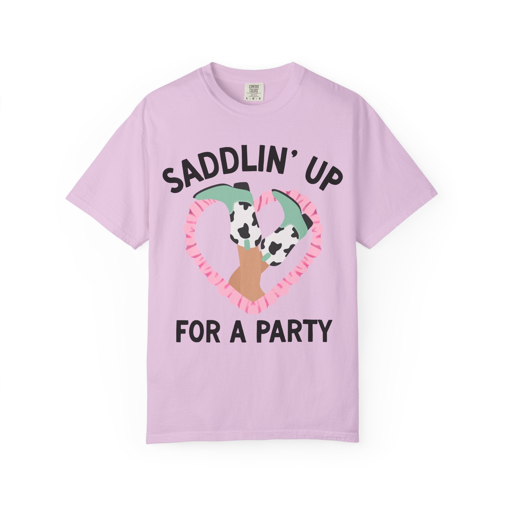 Western Bachelorette Tee Shirt for Bride and Bridesmaids: Found My Cowboy, Saddling Up for a Party Kitschy Wedding Party Tee with Heart - Opal and June