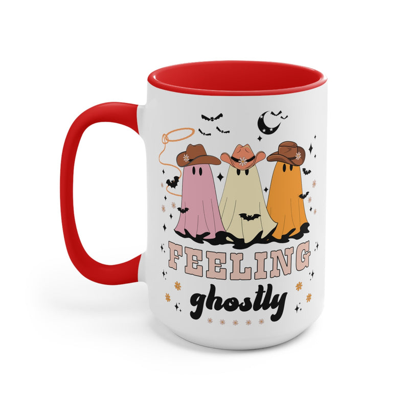 Western Halloween Coffee Mug with Groovy Ghosts: 15 Oz Coffee Mug for Fall - Opal and June