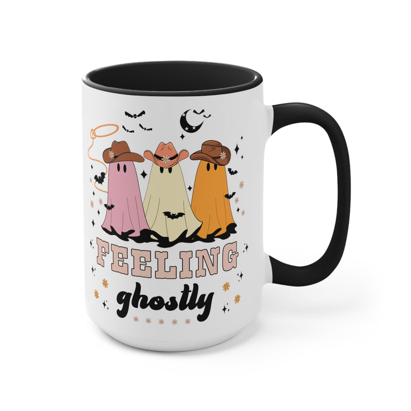 Western Halloween Coffee Mug with Groovy Ghosts: 15 Oz Coffee Mug for Fall - Opal and June