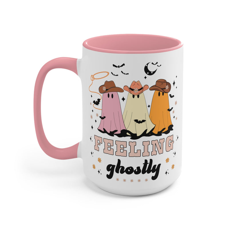 Western Halloween Coffee Mug with Groovy Ghosts: 15 Oz Coffee Mug for Fall - Opal and June