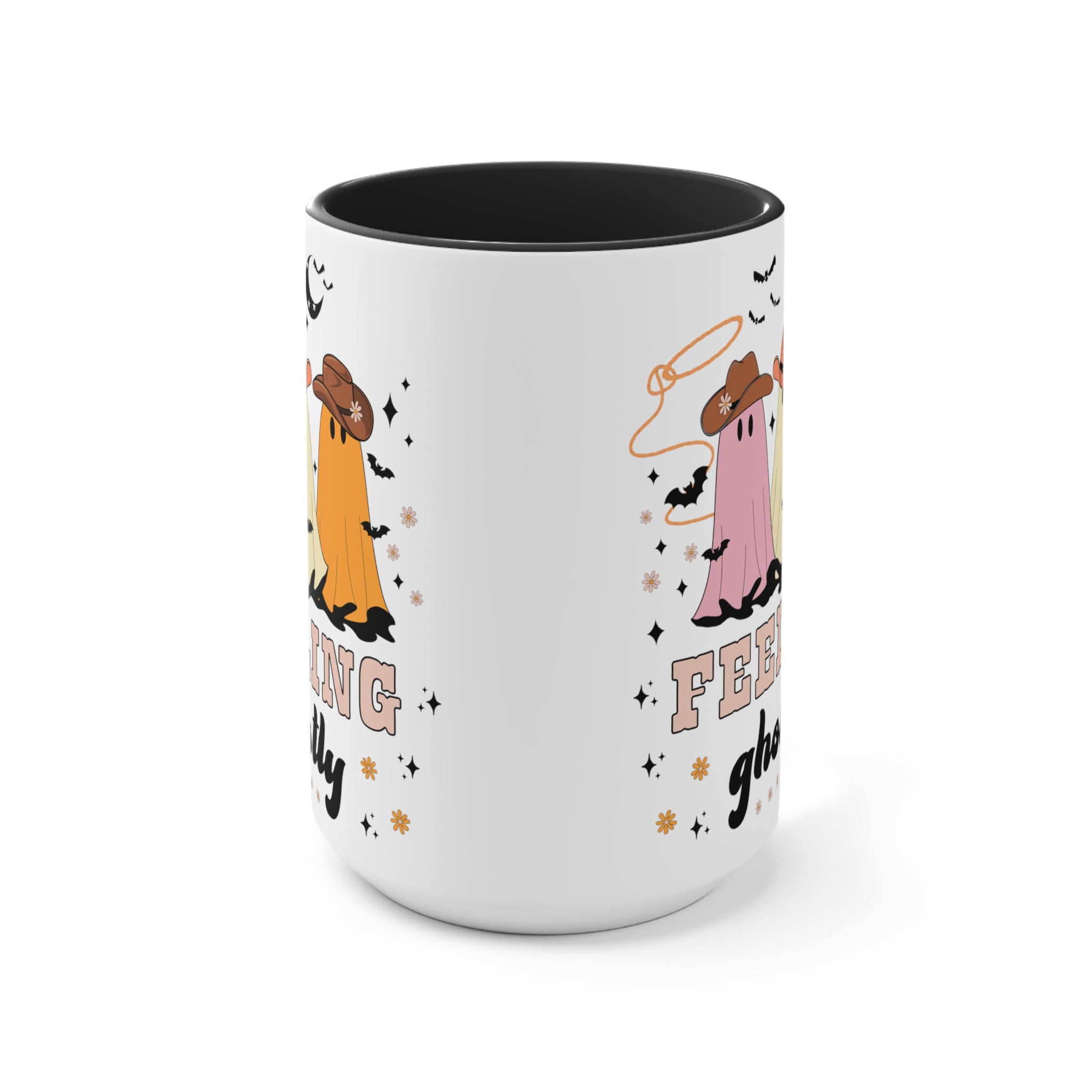 Western Halloween Coffee Mug with Groovy Ghosts: 15 Oz Coffee Mug for Fall - Opal and June