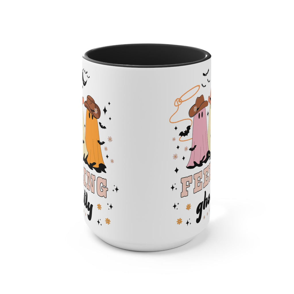 Western Halloween Coffee Mug with Groovy Ghosts: 15 Oz Coffee Mug for Fall - Opal and June