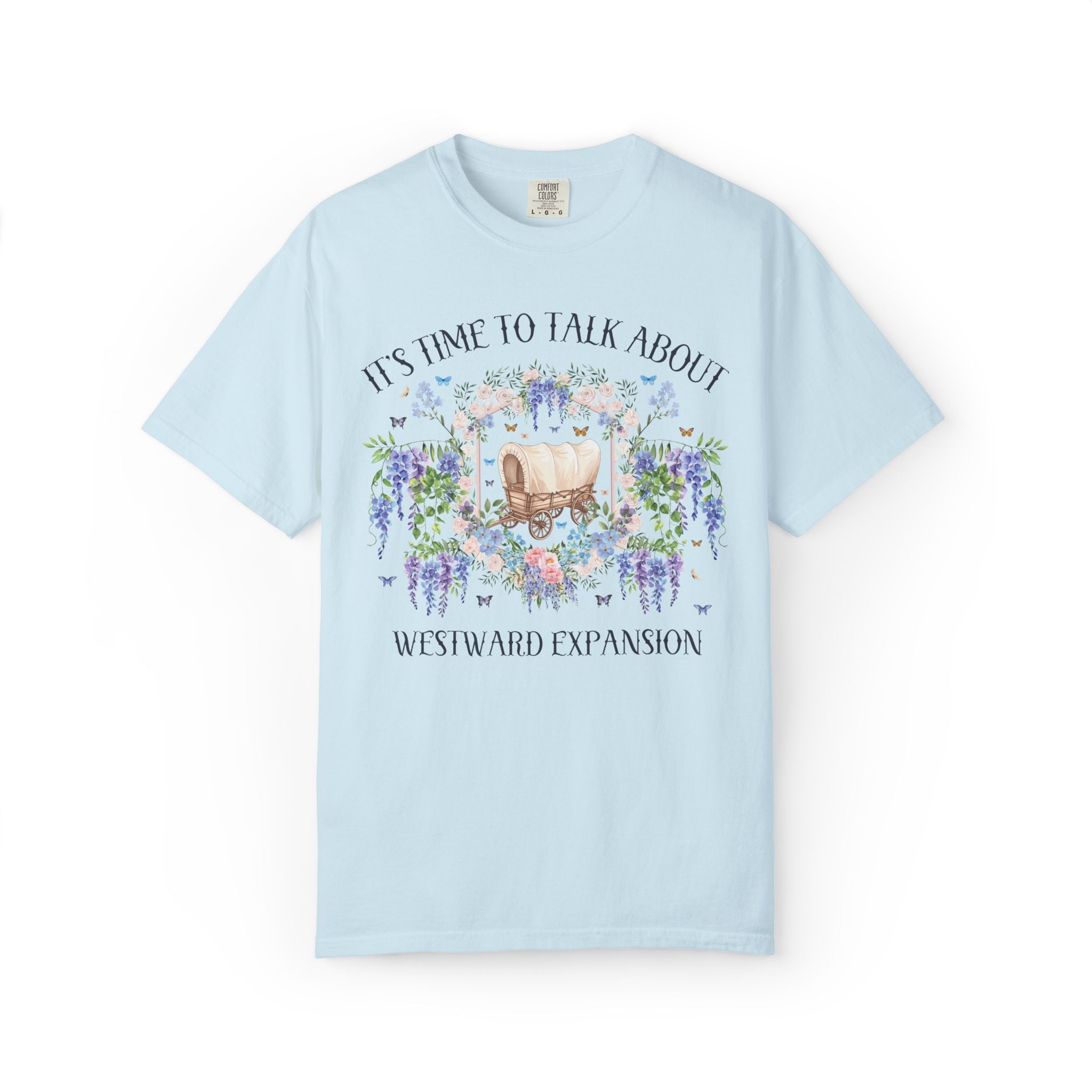Westward Expansion American History T-Shirt with Flowers, 19th Century Westward Expansion Trails, Oregon Mormon California Western Trails - Opal and June