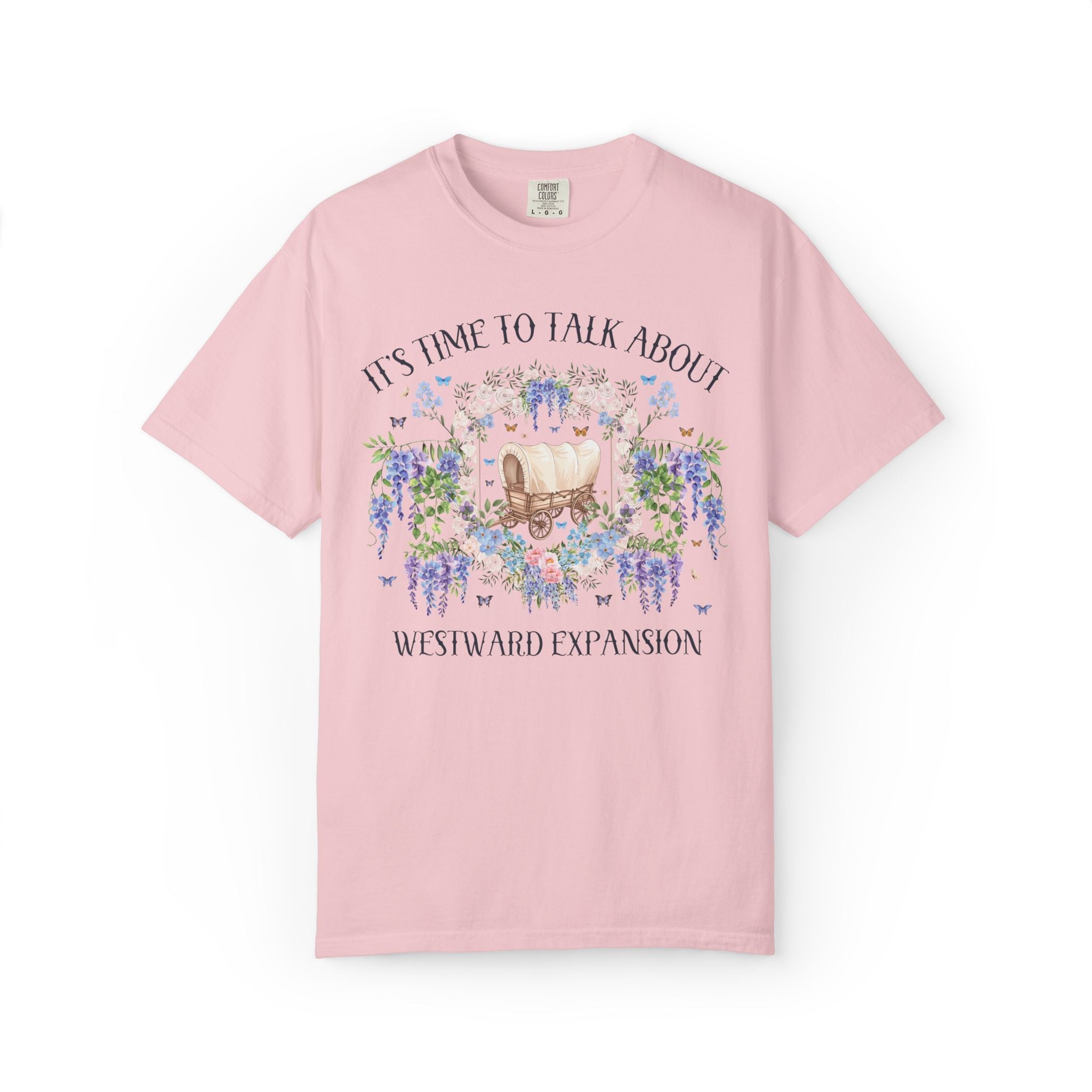 Westward Expansion American History T-Shirt with Flowers, 19th Century Westward Expansion Trails, Oregon Mormon California Western Trails - Opal and June