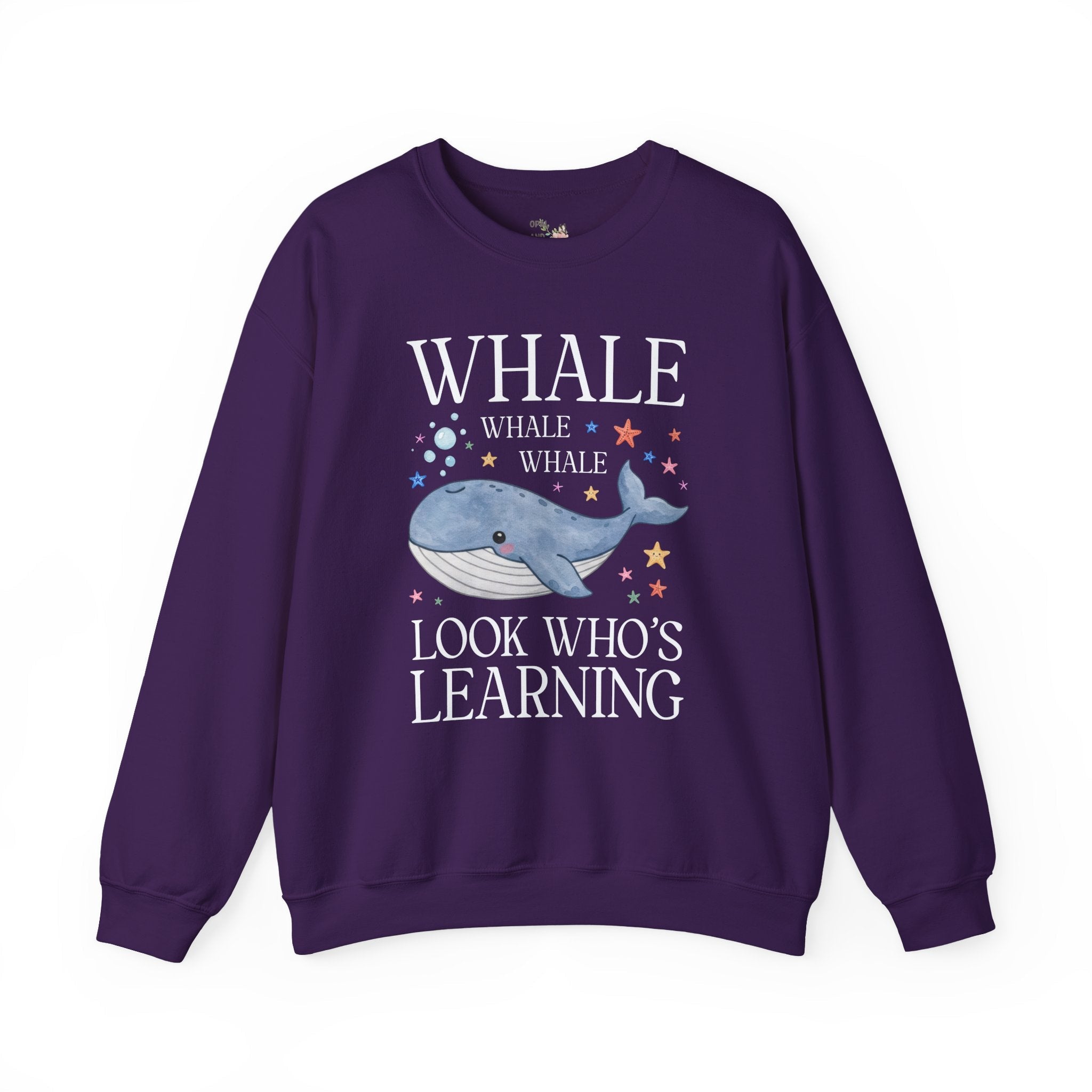 Whale Teacher Sweatshirt for Back to School, Cute and Silly Matching Teacher Crewneck for Animal Lover or Trip to the Aquarium, New Teacher Gift - Opal and June