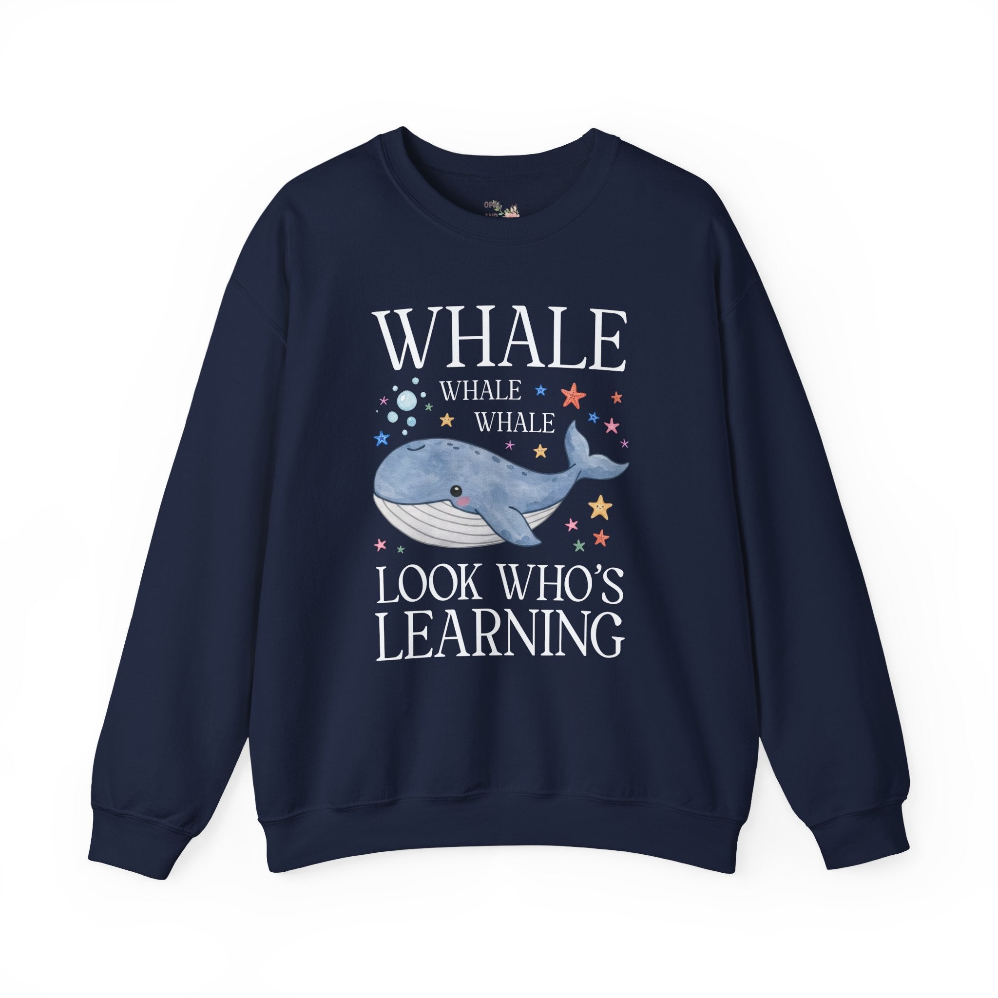Whale Teacher Sweatshirt for Back to School, Cute and Silly Matching Teacher Crewneck for Animal Lover or Trip to the Aquarium, New Teacher Gift - Opal and June