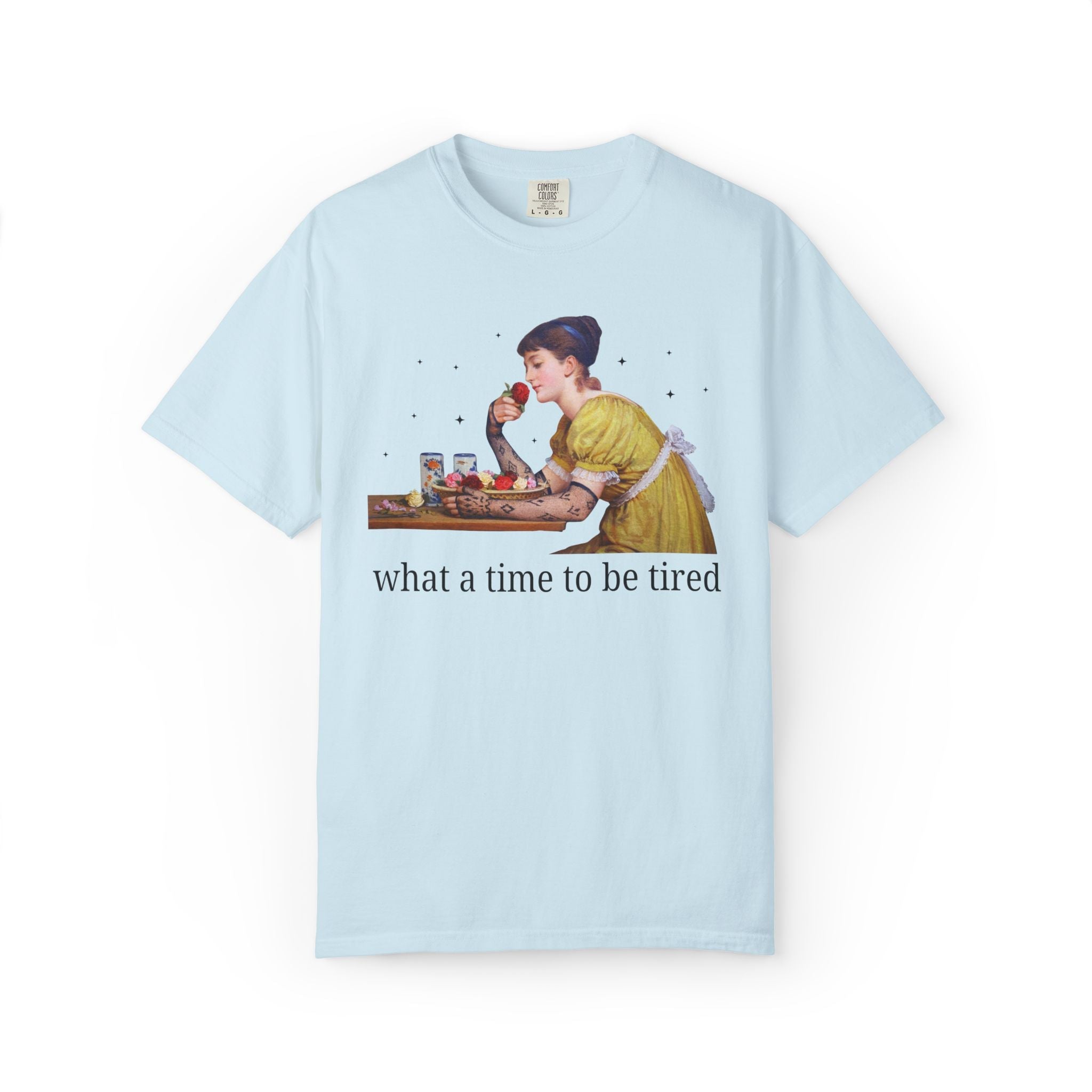 What a Time To Be Tired: Funny Art History T-Shirt with Stars, Silly Tired Mom Museum Lover Gift for Feminist, Unhinged Chaotic Mom Shirt - Opal and June