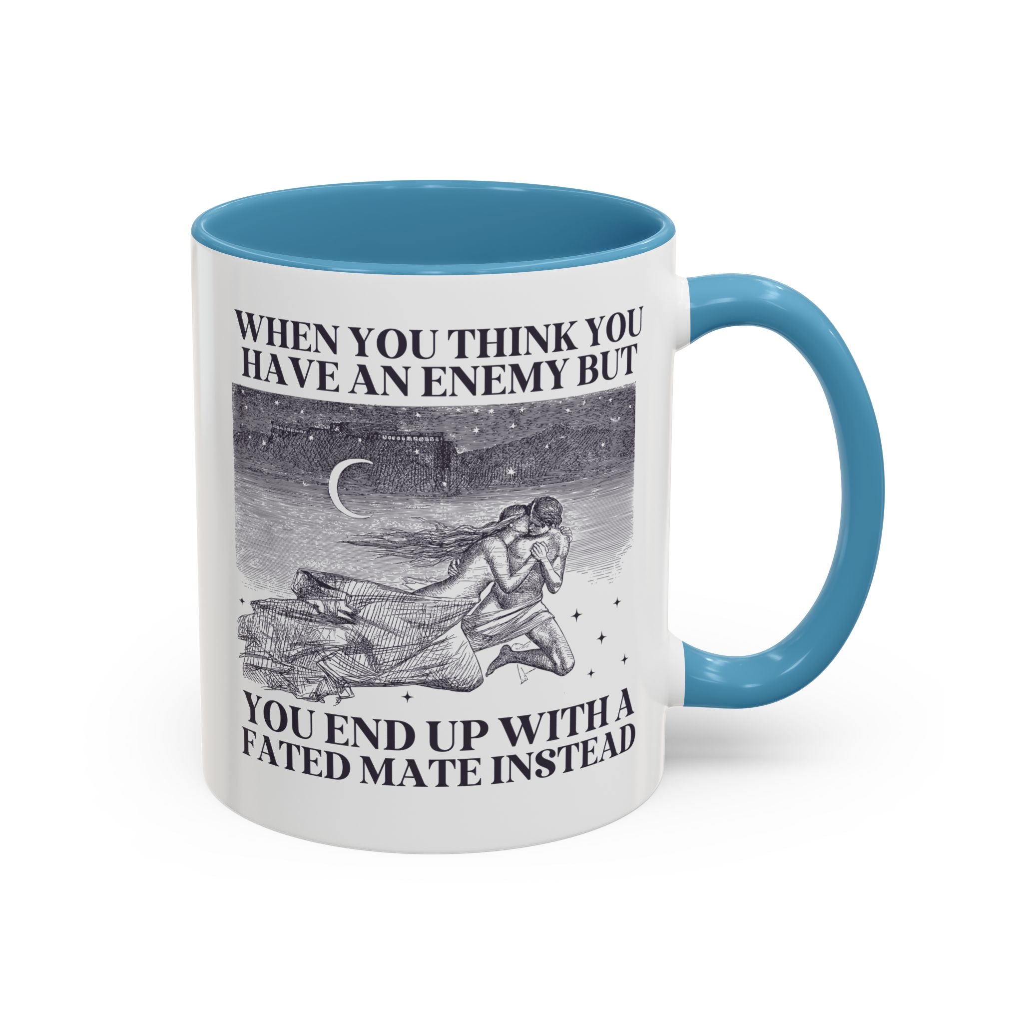 When You Think You Have an Enemy Bookish Coffee Mug with Vintage Aesthetic, Silly Bookish Mug for Reader Who Loves Romantasy Novels, Fated Mate Romance Trope - Opal and June