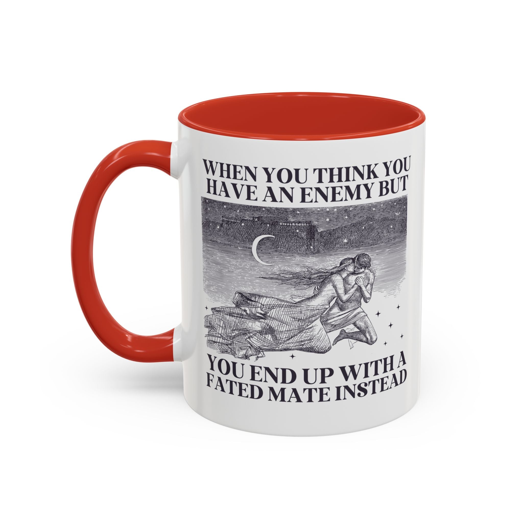 When You Think You Have an Enemy Bookish Coffee Mug with Vintage Aesthetic, Silly Bookish Mug for Reader Who Loves Romantasy Novels, Fated Mate Romance Trope - Opal and June