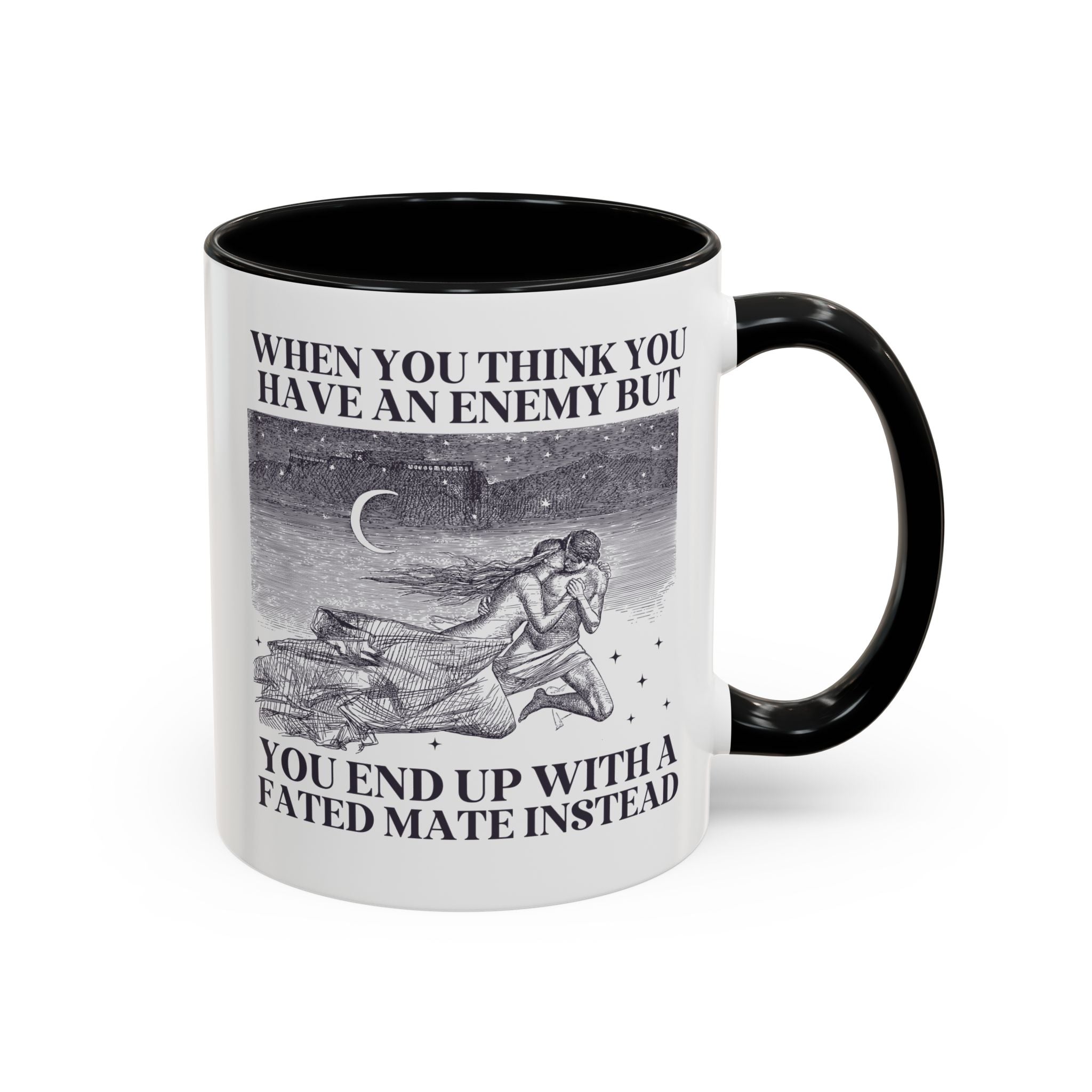 When You Think You Have an Enemy Bookish Coffee Mug with Vintage Aesthetic, Silly Bookish Mug for Reader Who Loves Romantasy Novels, Fated Mate Romance Trope - Opal and June