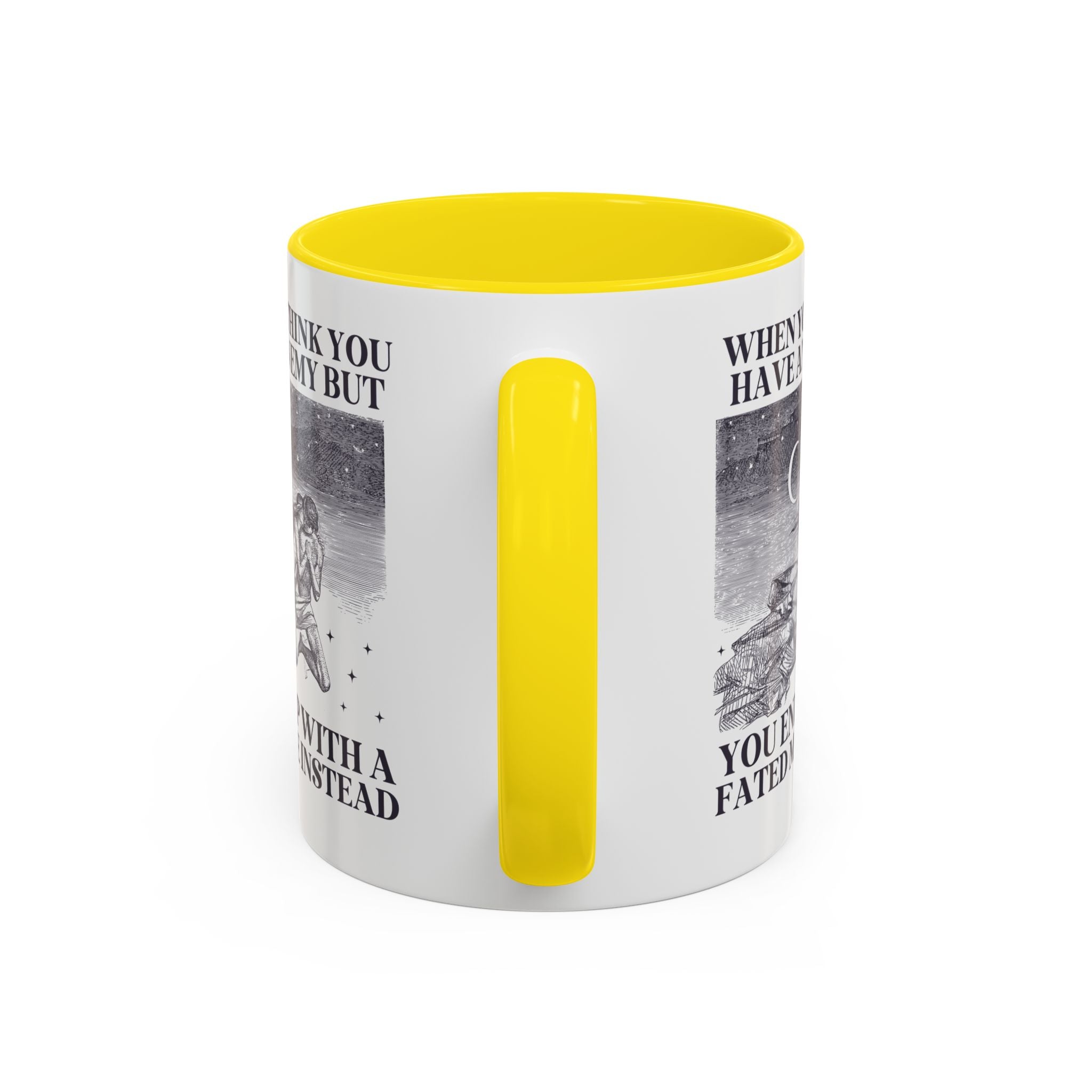 When You Think You Have an Enemy Bookish Coffee Mug with Vintage Aesthetic, Silly Bookish Mug for Reader Who Loves Romantasy Novels, Fated Mate Romance Trope - Opal and June