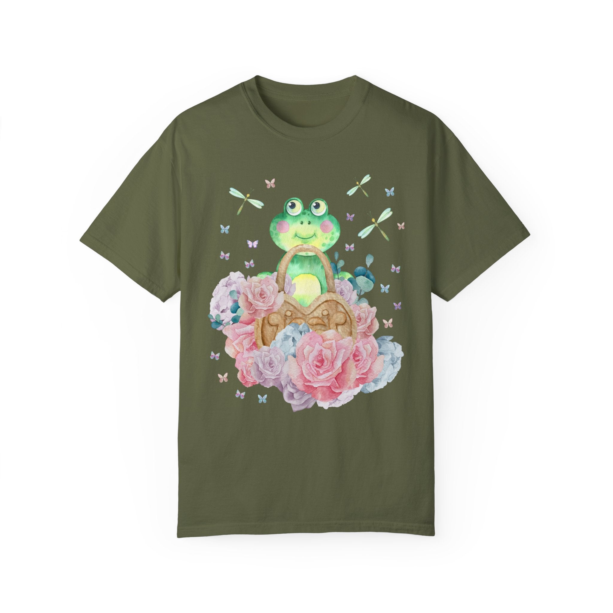 Whimsical Frog Tee Shirt with Flowers: Cute Valentine's T-Shirt for Teachers | Retro and Colorful Maximalist Style Tee, Nineties Aesthetic T - Opal and June
