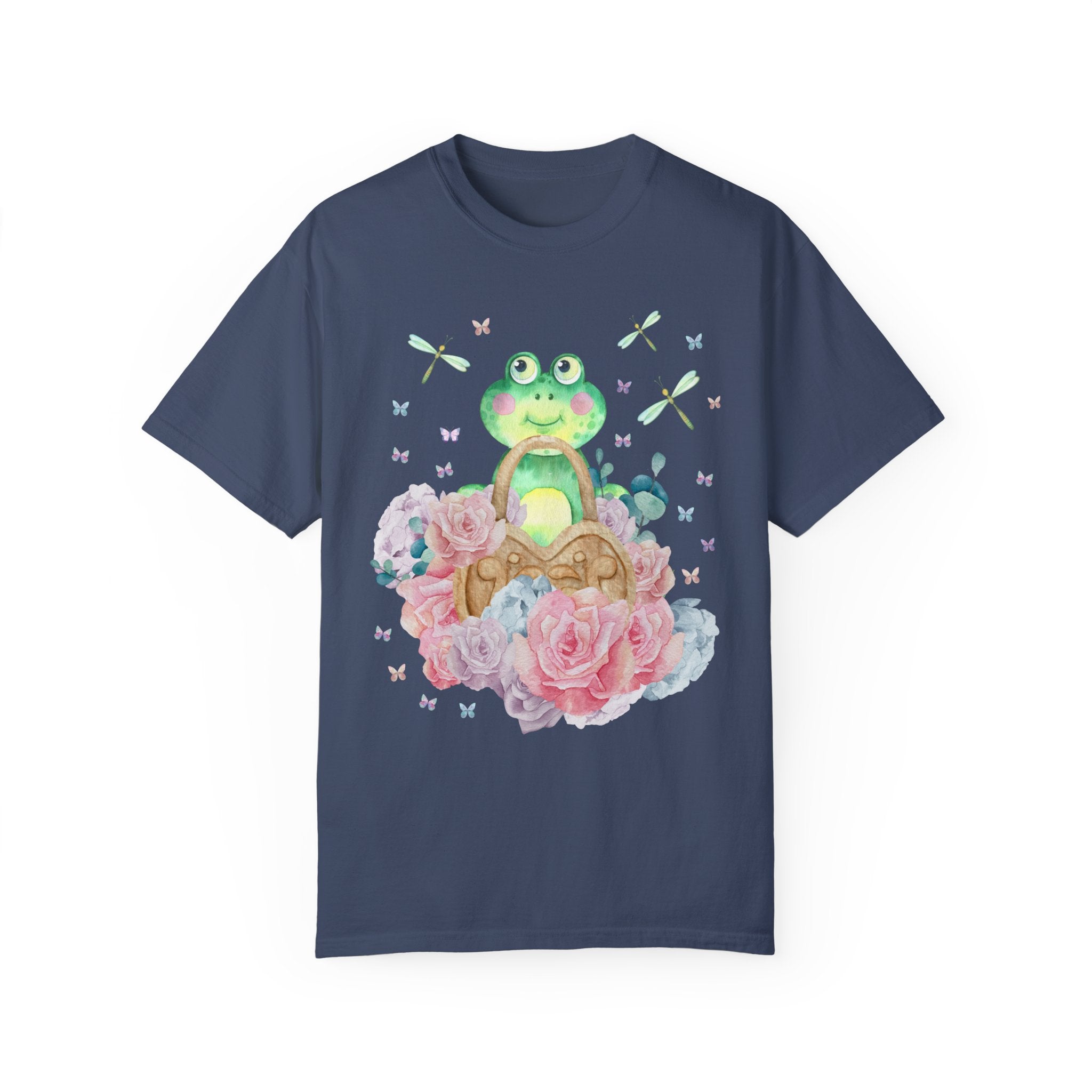 Whimsical Frog Tee Shirt with Flowers: Cute Valentine's T-Shirt for Teachers | Retro and Colorful Maximalist Style Tee, Nineties Aesthetic T - Opal and June