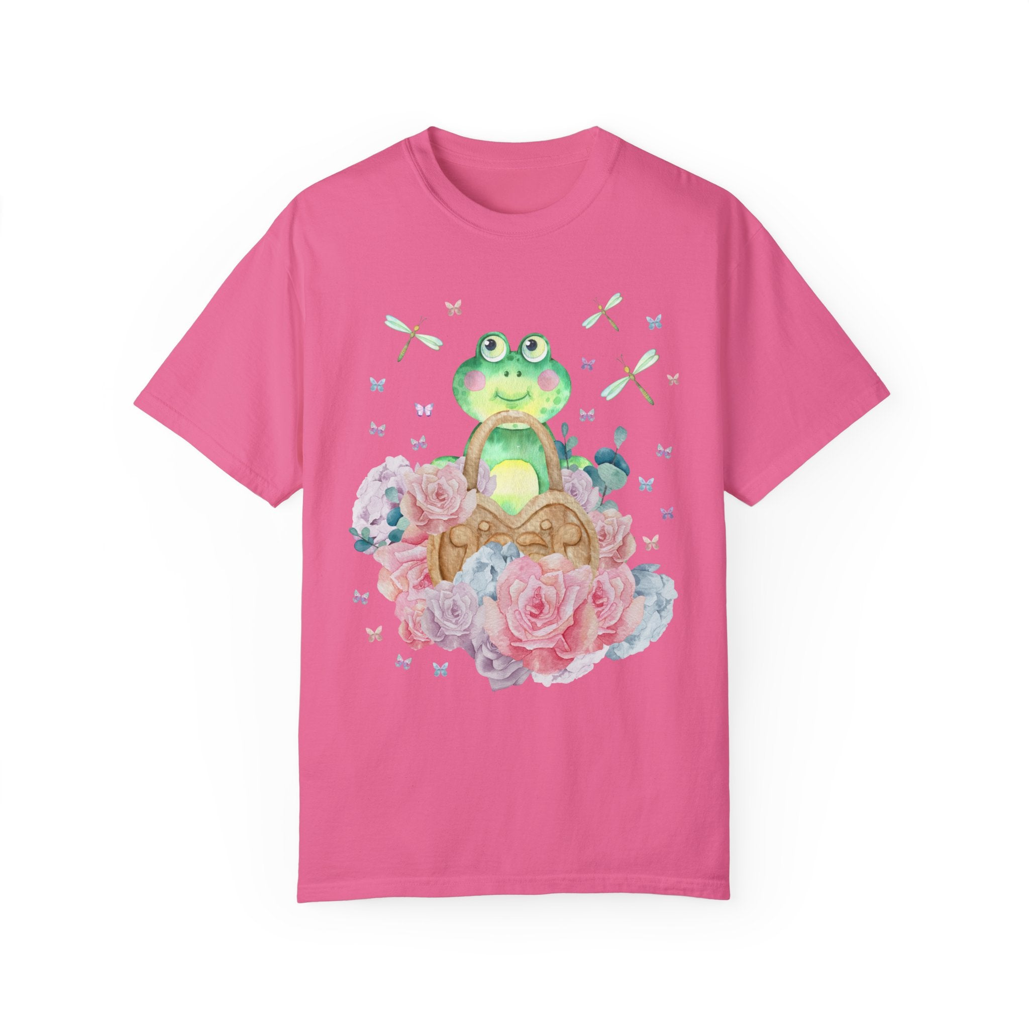 Whimsical Frog Tee Shirt with Flowers: Cute Valentine's T-Shirt for Teachers | Retro and Colorful Maximalist Style Tee, Nineties Aesthetic T - Opal and June