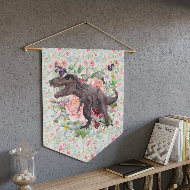 Whimsigoth Dinosaur Wall Hanging: Cottagecore Floral T - Rex with Boho Butterflies | Whimsical Dinosaur Gift for Her - Opal and June