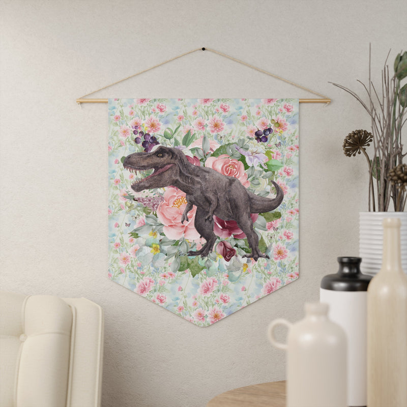 Whimsigoth Dinosaur Wall Hanging: Cottagecore Floral T - Rex with Boho Butterflies | Whimsical Dinosaur Gift for Her - Opal and June