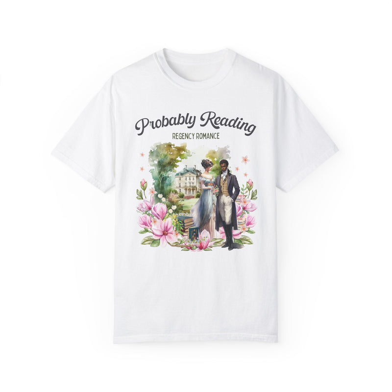 Whimsigoth Regency Romance Tee Shirt: Bookish Shirt with Cottagecore Flowers | Floral Book Lover Shirt for Historical Regency Romance Reader - Opal and June
