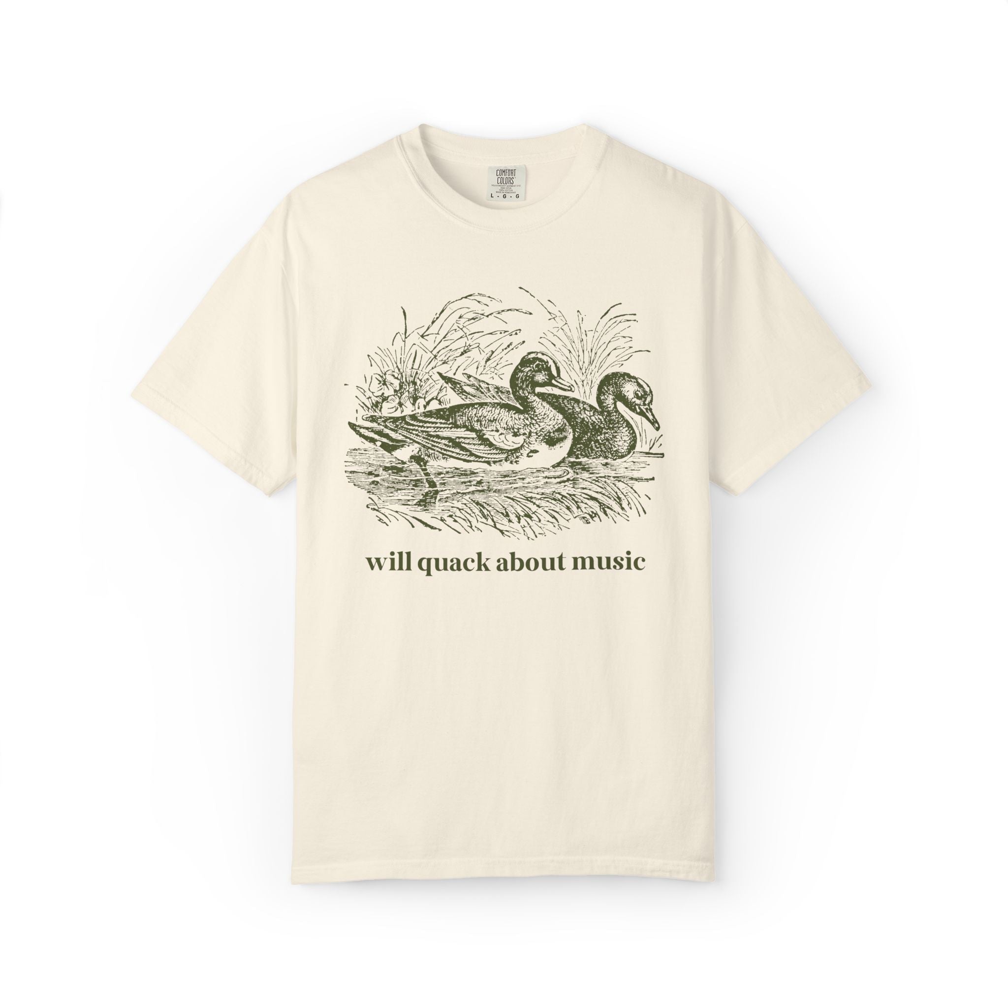 Will Quack About Music: Funny Sarcastic Matching High School Teacher T-Shirt with Cottagecore Ducks, Silly College Professor Tee - Opal and June
