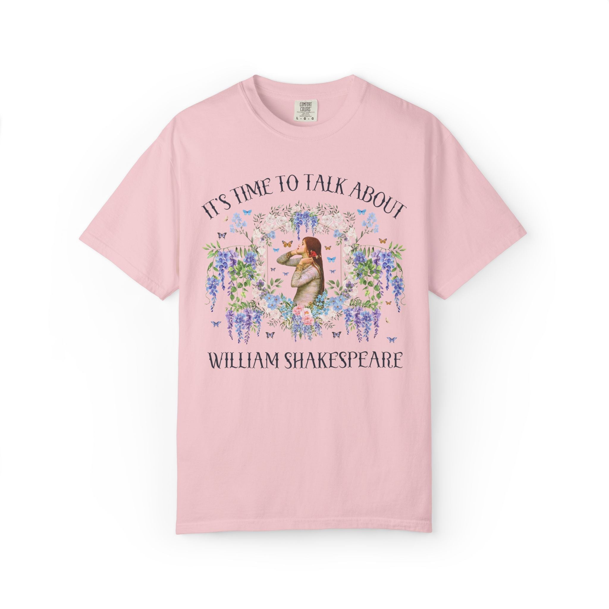 William Shakespeare Book Lover Tee Shirt for Classic Literature Bookworm, Hamlet or Art History Lover, Ophelia by John William Waterhouse - Opal and June