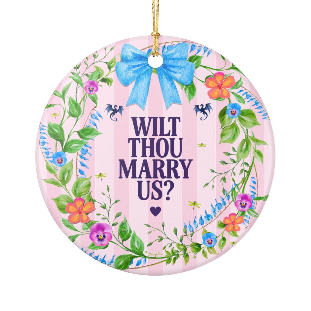 Wilt Thou Marry Us? Medieval Floral History Buff Ornament for Wedding Officiant, Funny Fantasy Ready Gift for Wedding Ceremony Thank You Gift - Opal and June