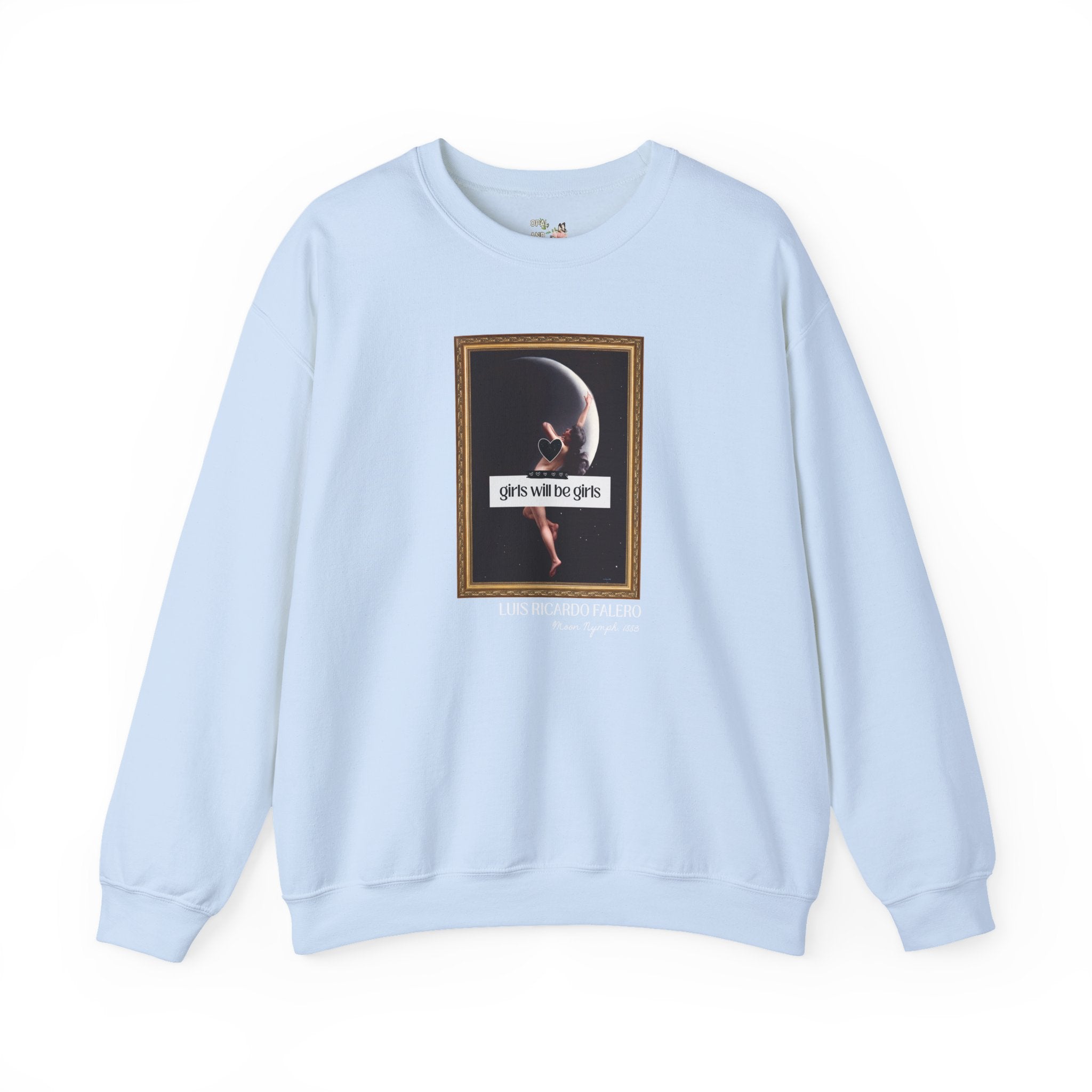 Witchy Art History Sweatshirt for Art Historian, Moon Nymph by Luis Ricardo Falero, Girls Will Be Girls Spooky Feminist Shirt for Halloween - Opal and June