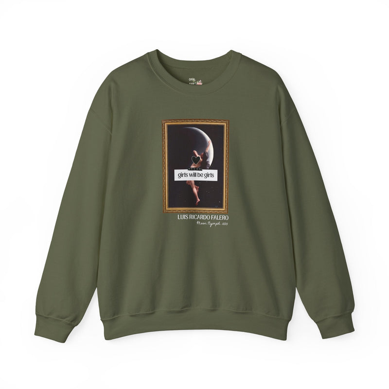 Witchy Art History Sweatshirt for Art Historian, Moon Nymph by Luis Ricardo Falero, Girls Will Be Girls Spooky Feminist Shirt for Halloween - Opal and June