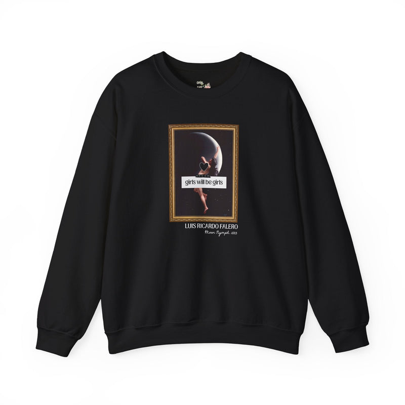 Witchy Art History Sweatshirt for Art Historian, Moon Nymph by Luis Ricardo Falero, Girls Will Be Girls Spooky Feminist Shirt for Halloween - Opal and June