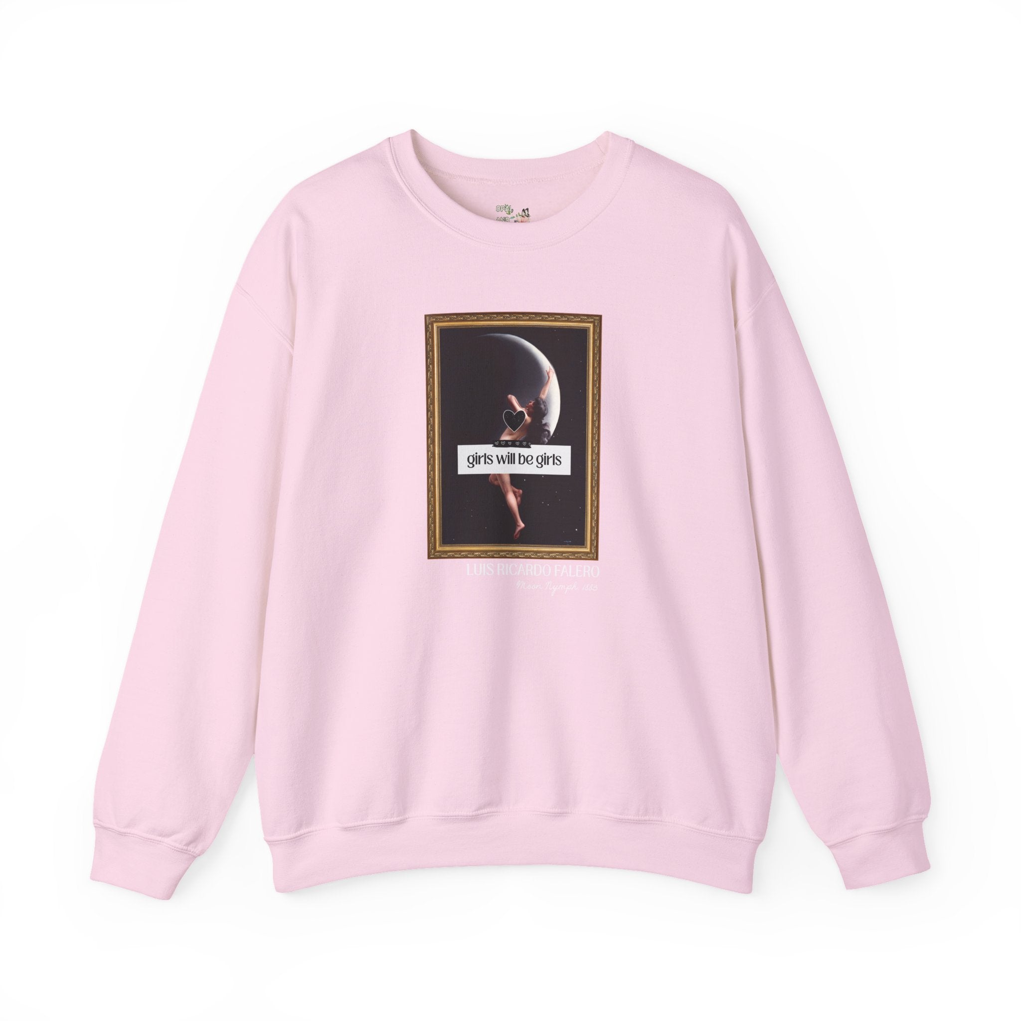 Witchy Art History Sweatshirt for Art Historian, Moon Nymph by Luis Ricardo Falero, Girls Will Be Girls Spooky Feminist Shirt for Halloween - Opal and June