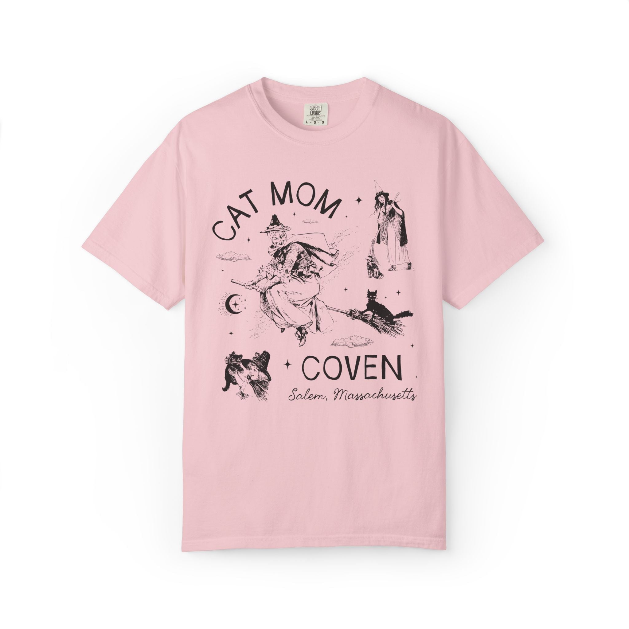 Witchy Cat Mom Tee Shirt for Halloween, Silly Cat Lover T-Shirt, Witchy Women's History Tee, Salem Witch Trials Animal Lover Tee, Cat Parent - Opal and June