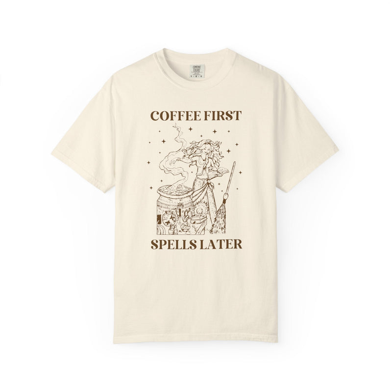 Witchy Coffee Lover Tee Shirt for Mom Who Loves Coffee, Spooky Season Funny Saying T-Shirt for Friend Who Loves Coffee and Halloween - Opal and June