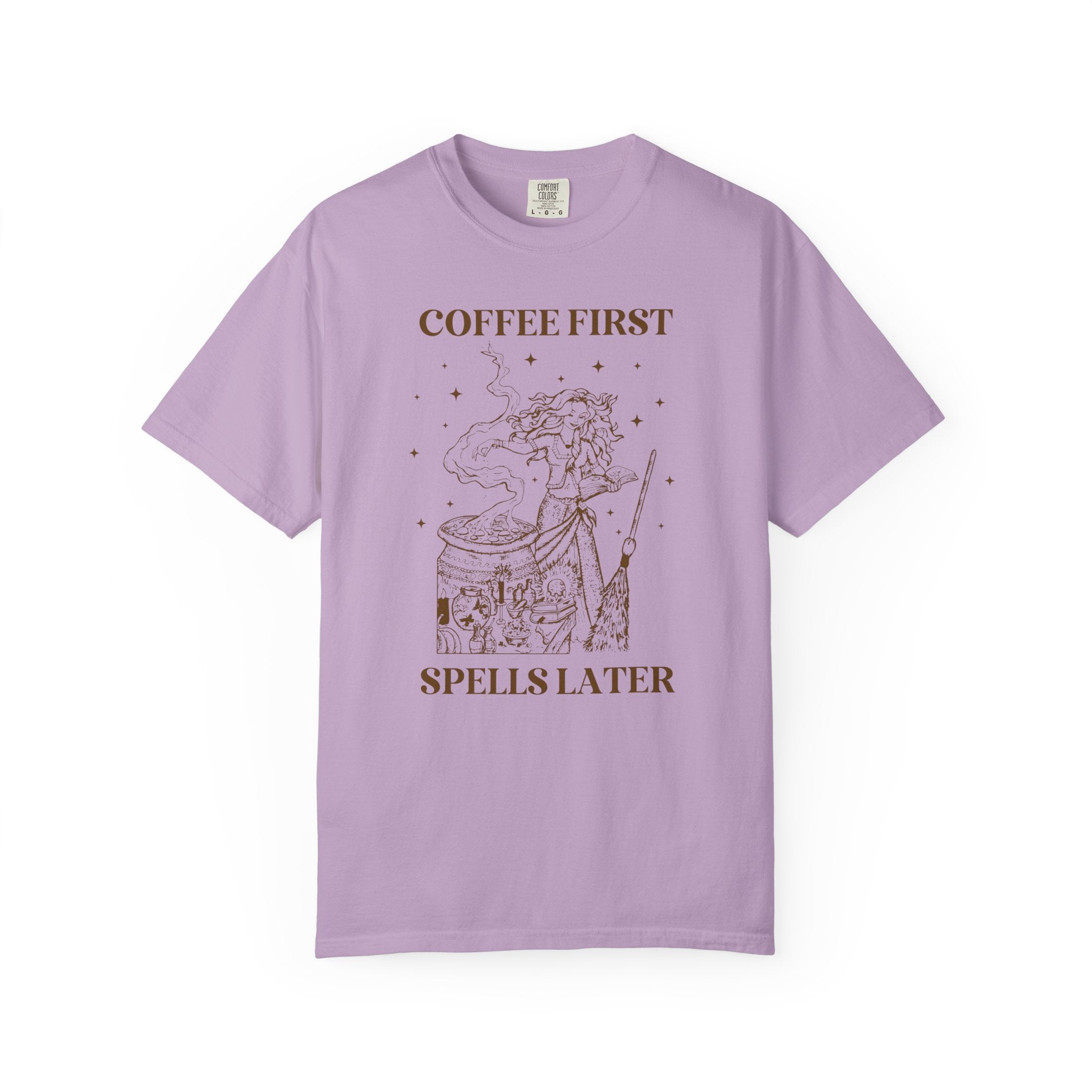 Witchy Coffee Lover Tee Shirt for Mom Who Loves Coffee, Spooky Season Funny Saying T-Shirt for Friend Who Loves Coffee and Halloween - Opal and June