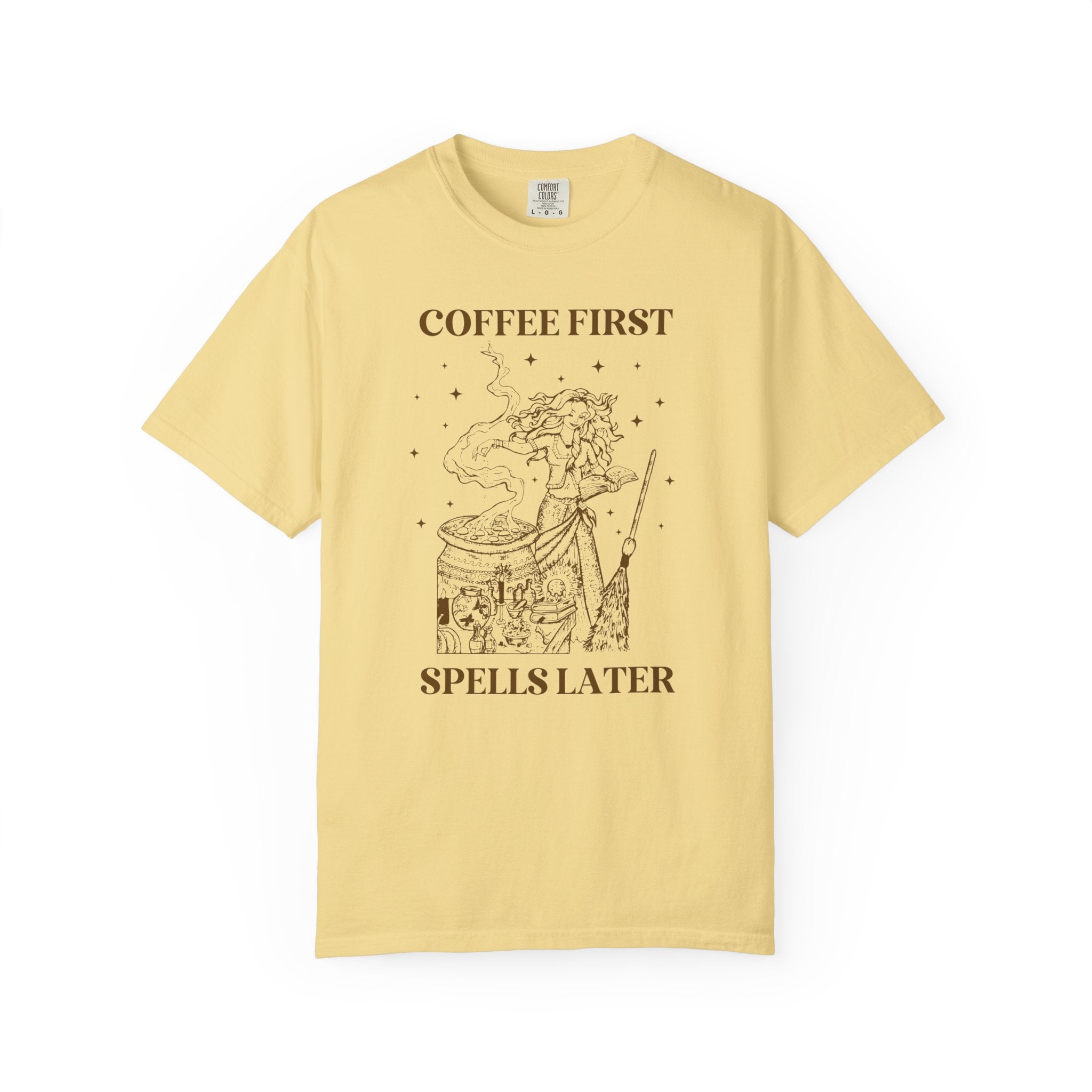 Witchy Coffee Lover Tee Shirt for Mom Who Loves Coffee, Spooky Season Funny Saying T-Shirt for Friend Who Loves Coffee and Halloween - Opal and June