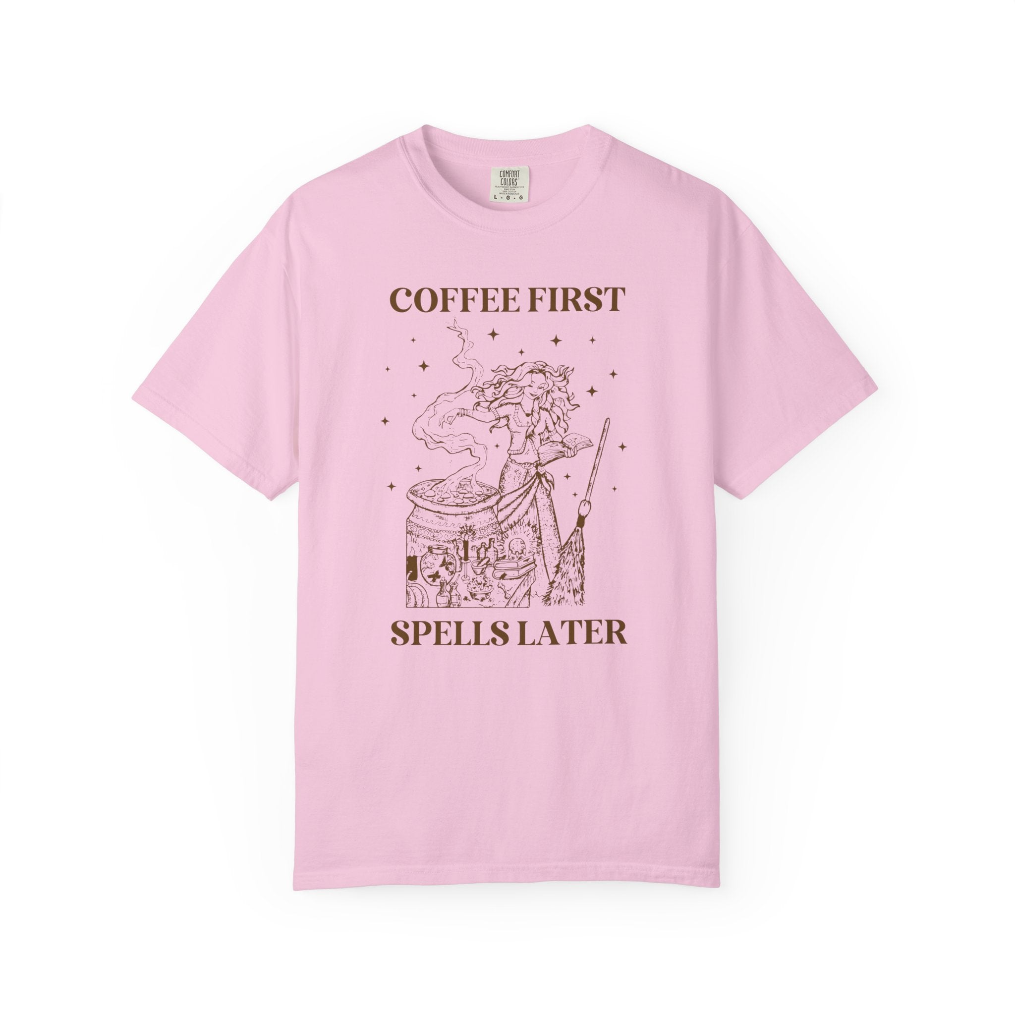 Witchy Coffee Lover Tee Shirt for Mom Who Loves Coffee, Spooky Season Funny Saying T-Shirt for Friend Who Loves Coffee and Halloween - Opal and June