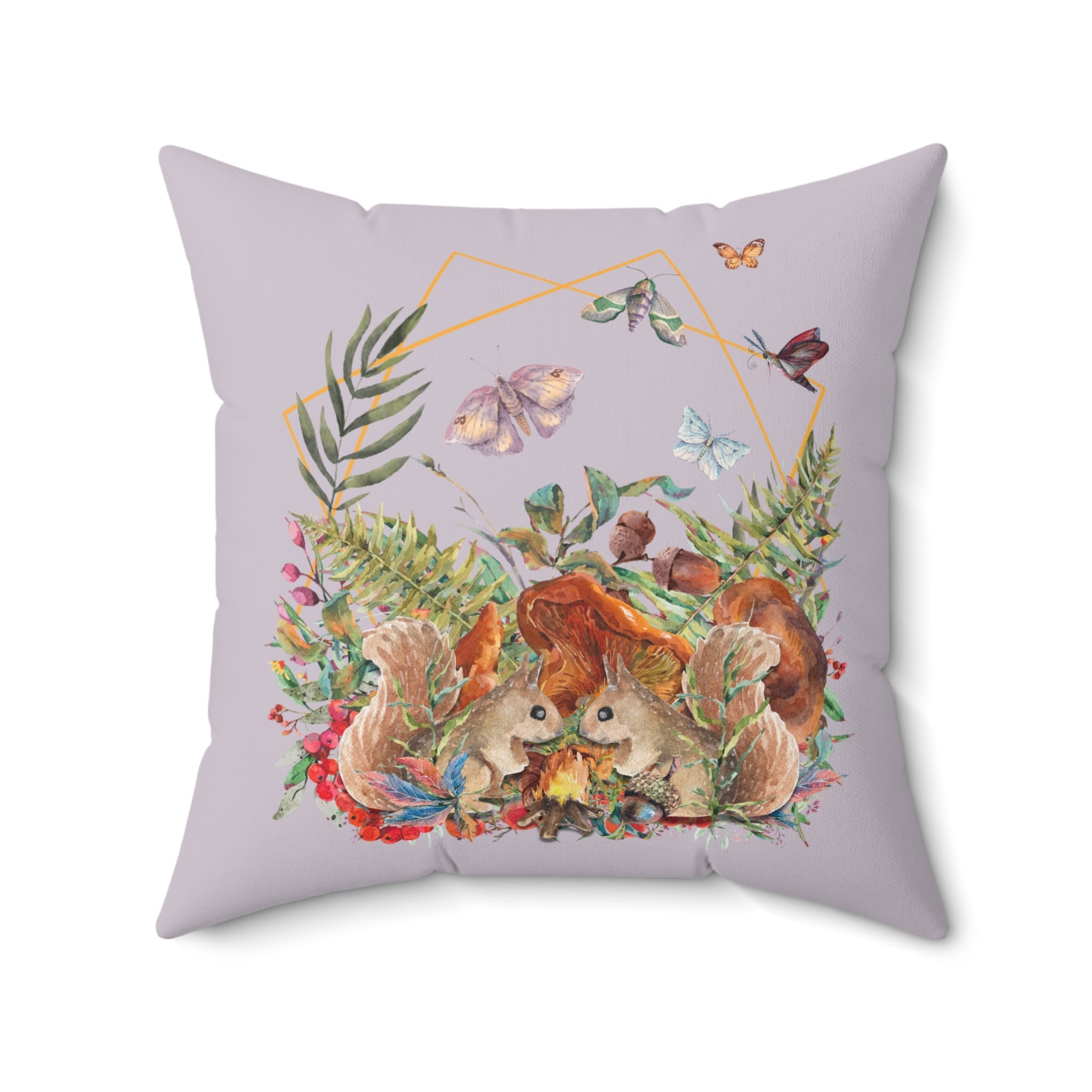 Witchy Mushroom Pillow for Fall: Cute Whimsical Cottagecore Pillow for Autumn | Vintage Aesthetic Pillow with Moths, Retro Grandma Style - Opal and June