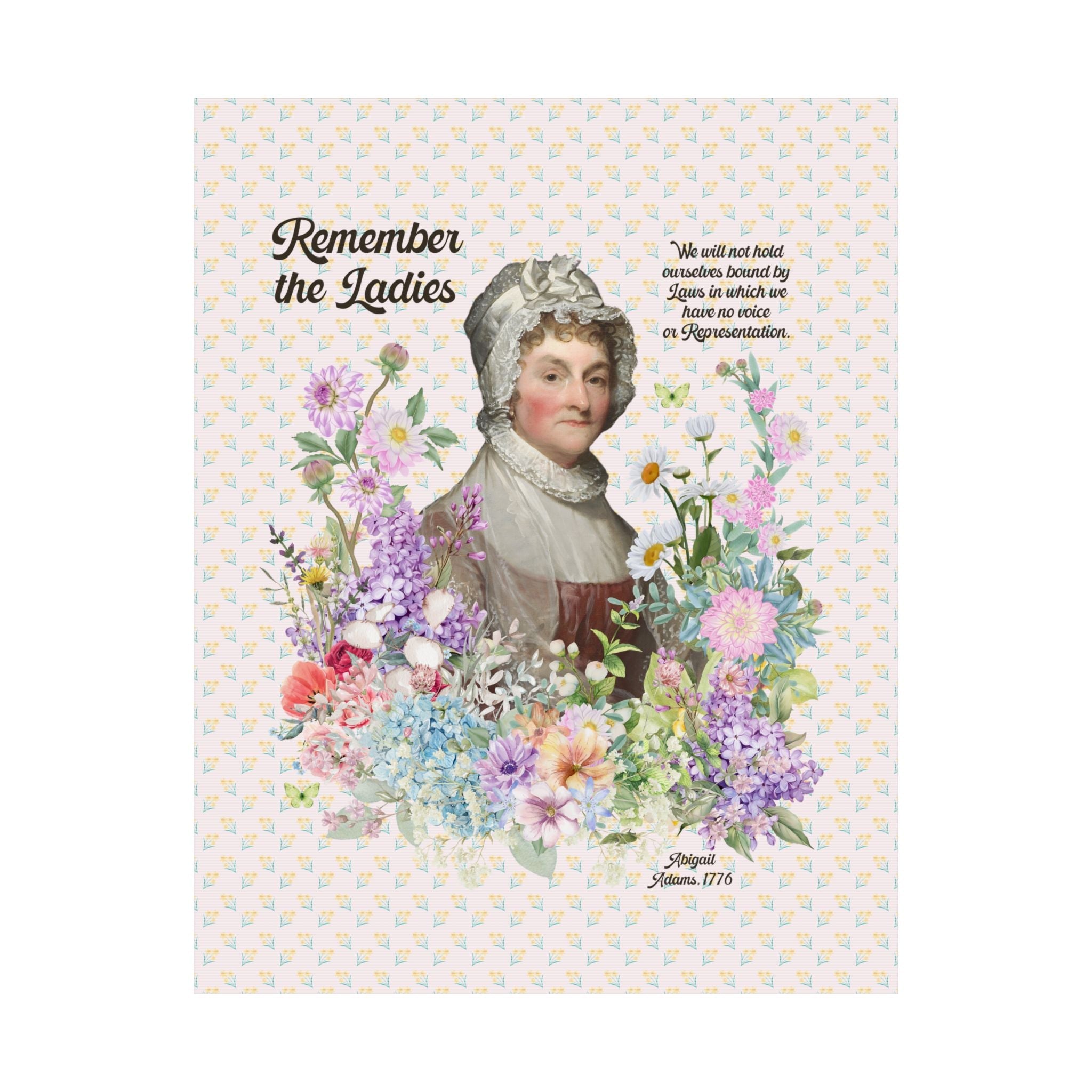 Women's American History Poster: Abigail Adams Surrounded by Flowers, Cozy Cottagecore Poster Print, US History Social Studies Teacher Gift - Opal and June